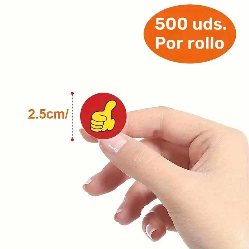 Rollo pegatinas de pulgar arriba 2.5 cm 500 unidades - imagen 5