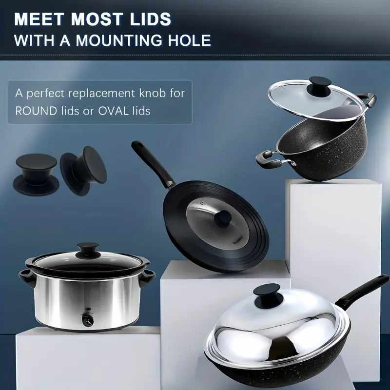Pomo tapa olla 6 cm con tornillo Silicona negro - imagen 3
