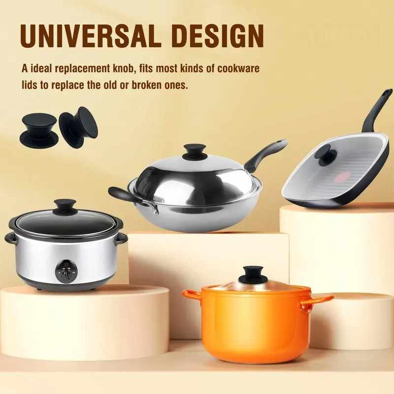 Pomo tapa olla 6 cm con tornillo Silicona negro - imagen 5