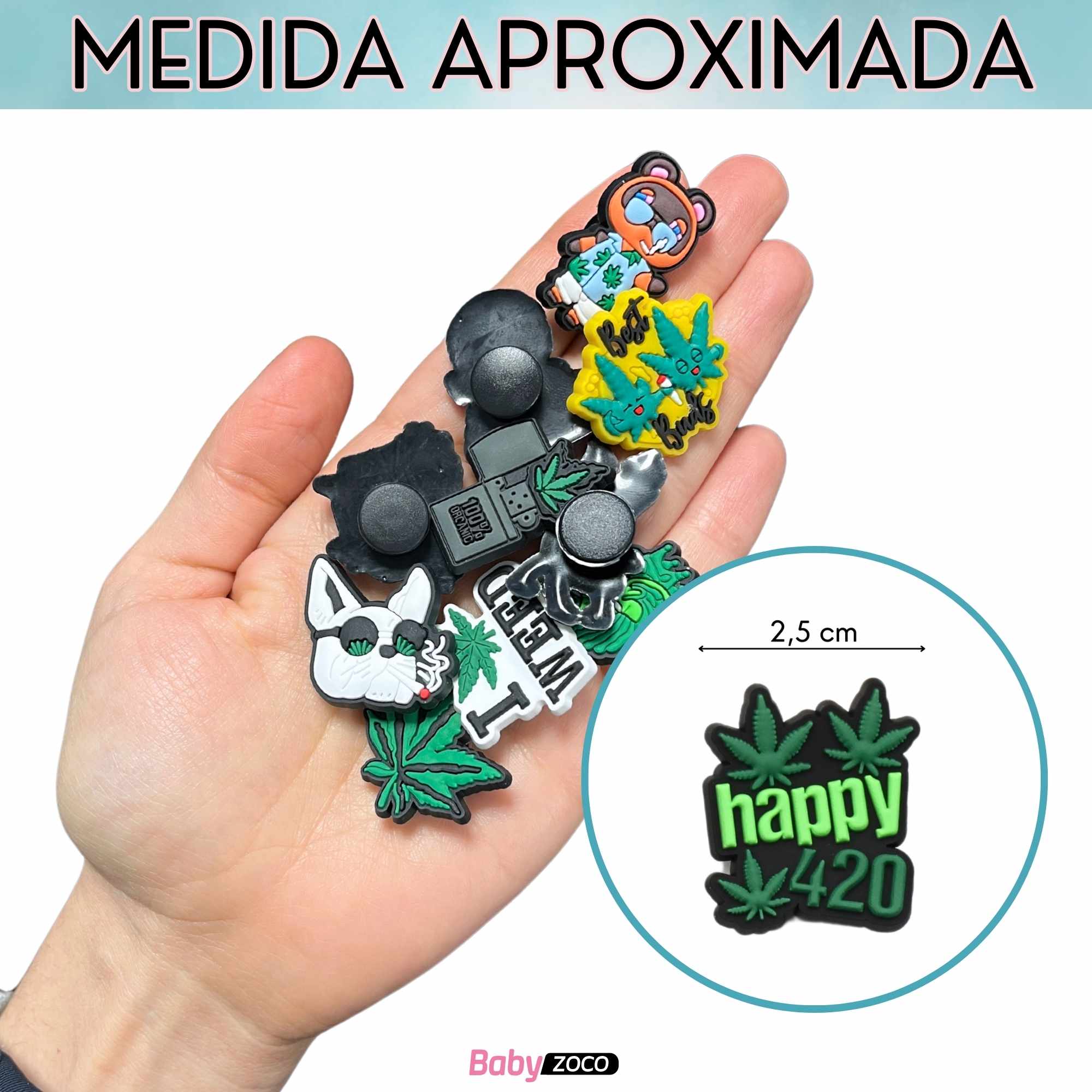 Pines Charms para crocs diseño Marihuana 16 unidades - imagen 5