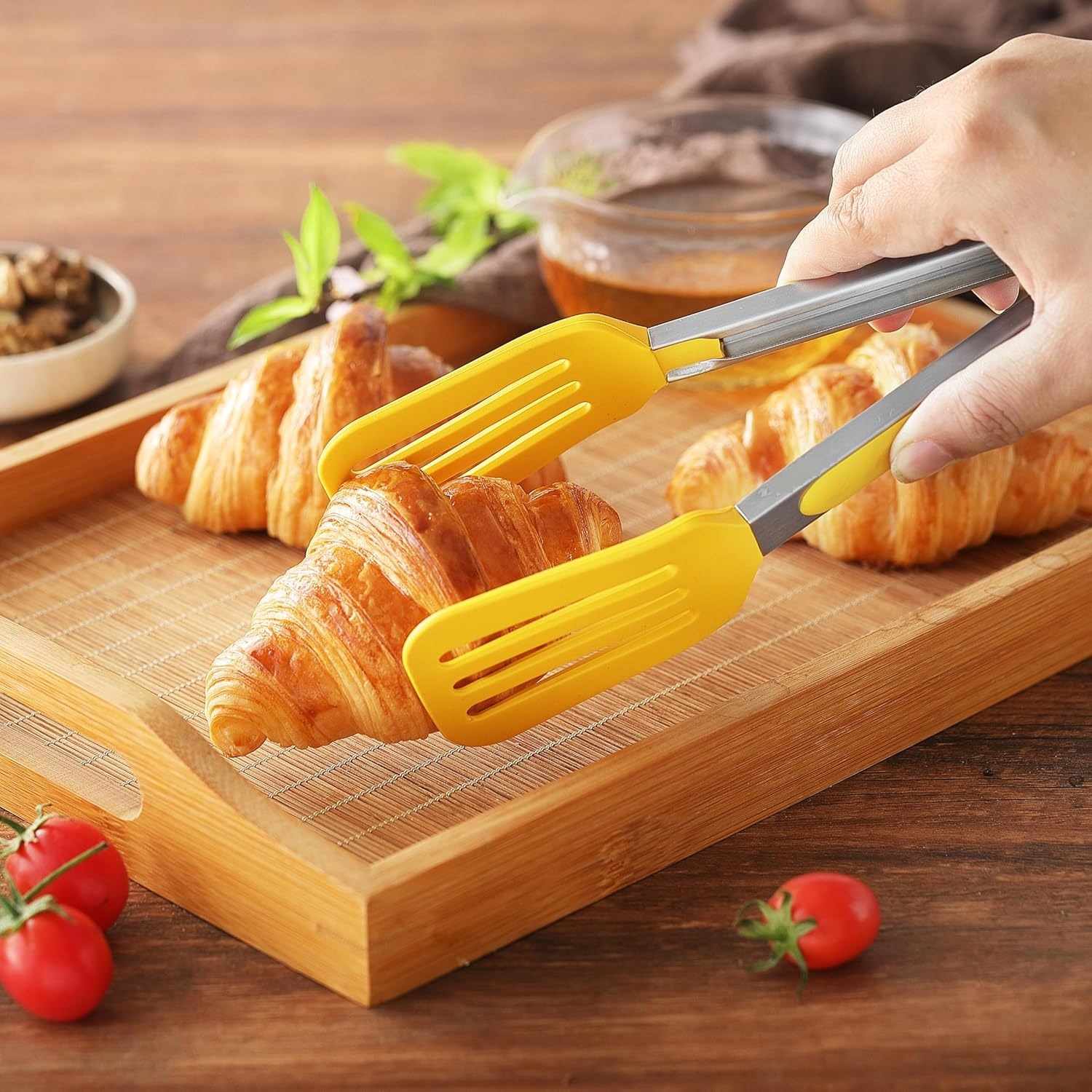 Pinza de cocina en acero inoxidable y silicona Amarillo 25 cm - imagen 2