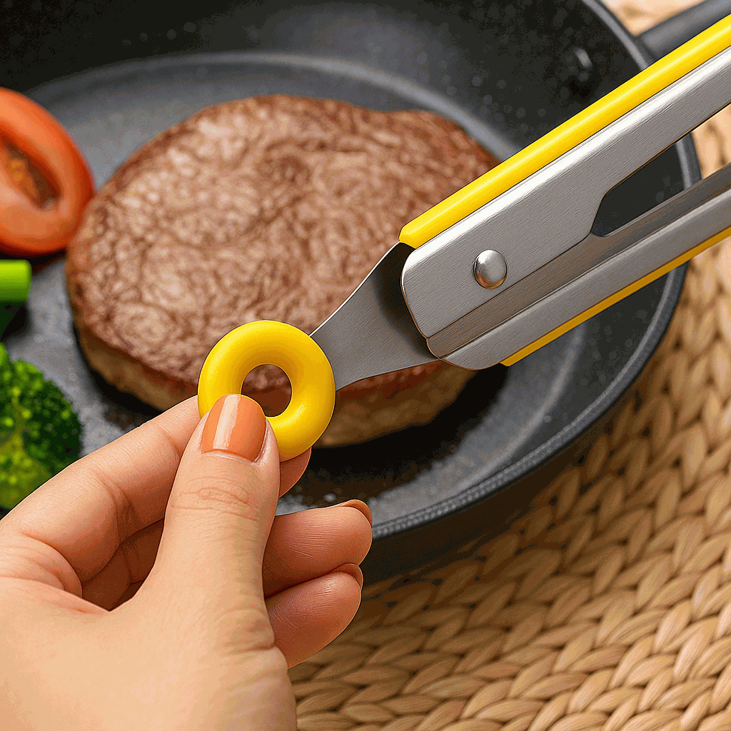 Pinza de cocina en acero inoxidable y silicona Amarillo 25 cm - imagen 5