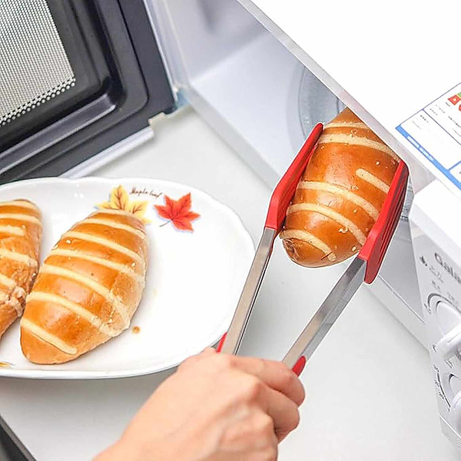 Pinza de cocina en acero inoxidable y silicona Rojo 25 cm - imagen 2