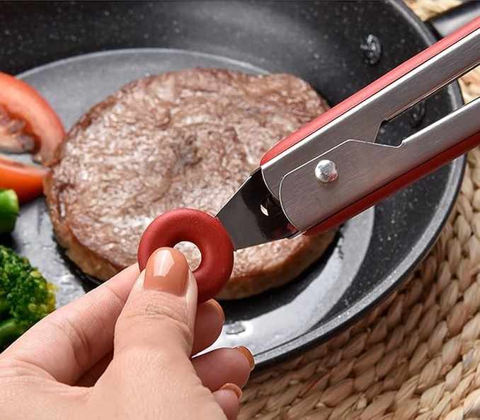 Pinza de cocina en acero inoxidable y silicona Rojo 25 cm - imagen 5