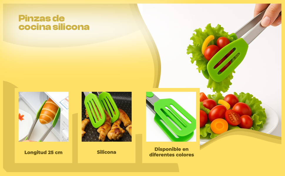 Banner - Pinza de cocina en acero inoxidable y silicona Rojo 25 cm