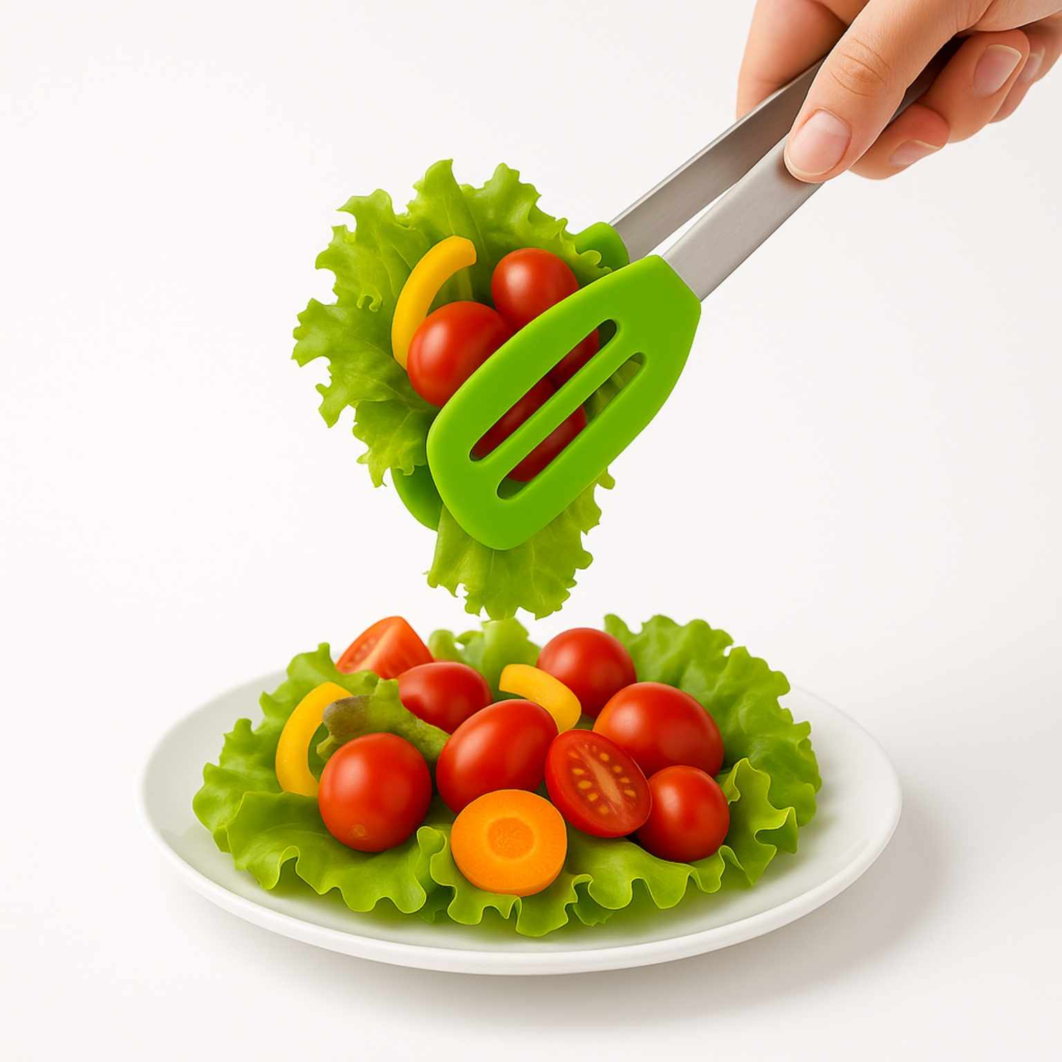 Pinza de cocina en acero inoxidable y silicona Verde 25 cm