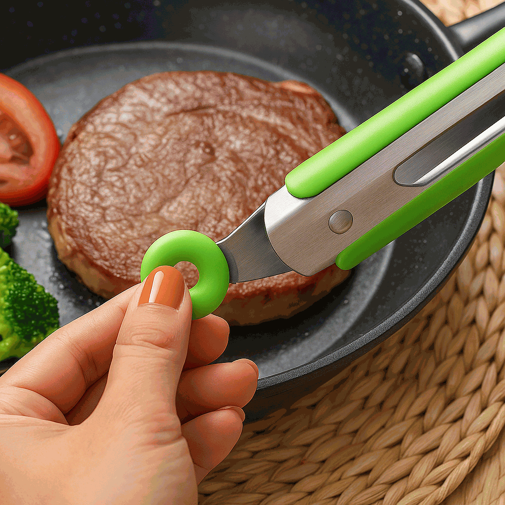 Pinza de cocina en acero inoxidable y silicona Verde 25 cm - imagen 5