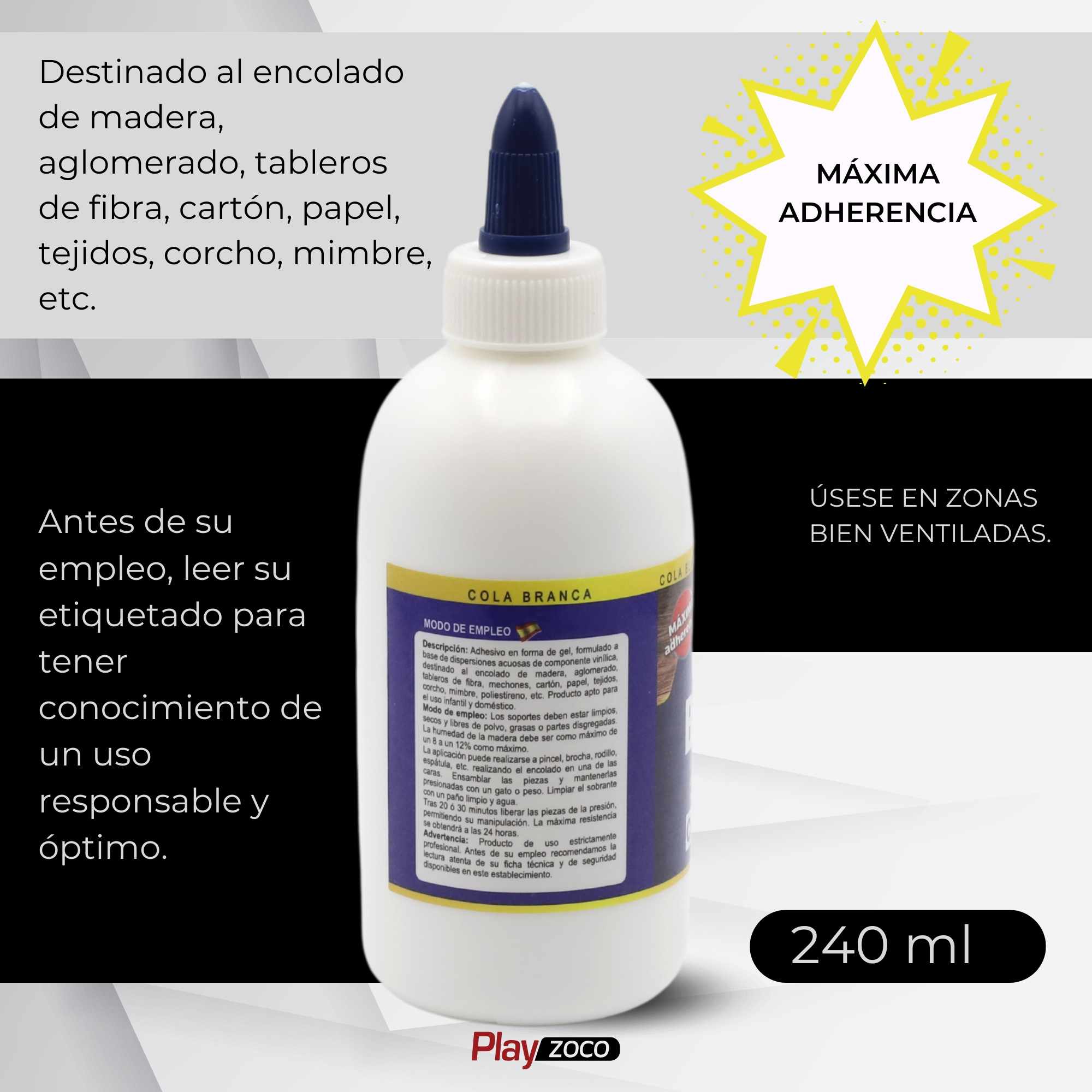 Cola blanca rápida multiusos para madera 240 ml - imagen 5