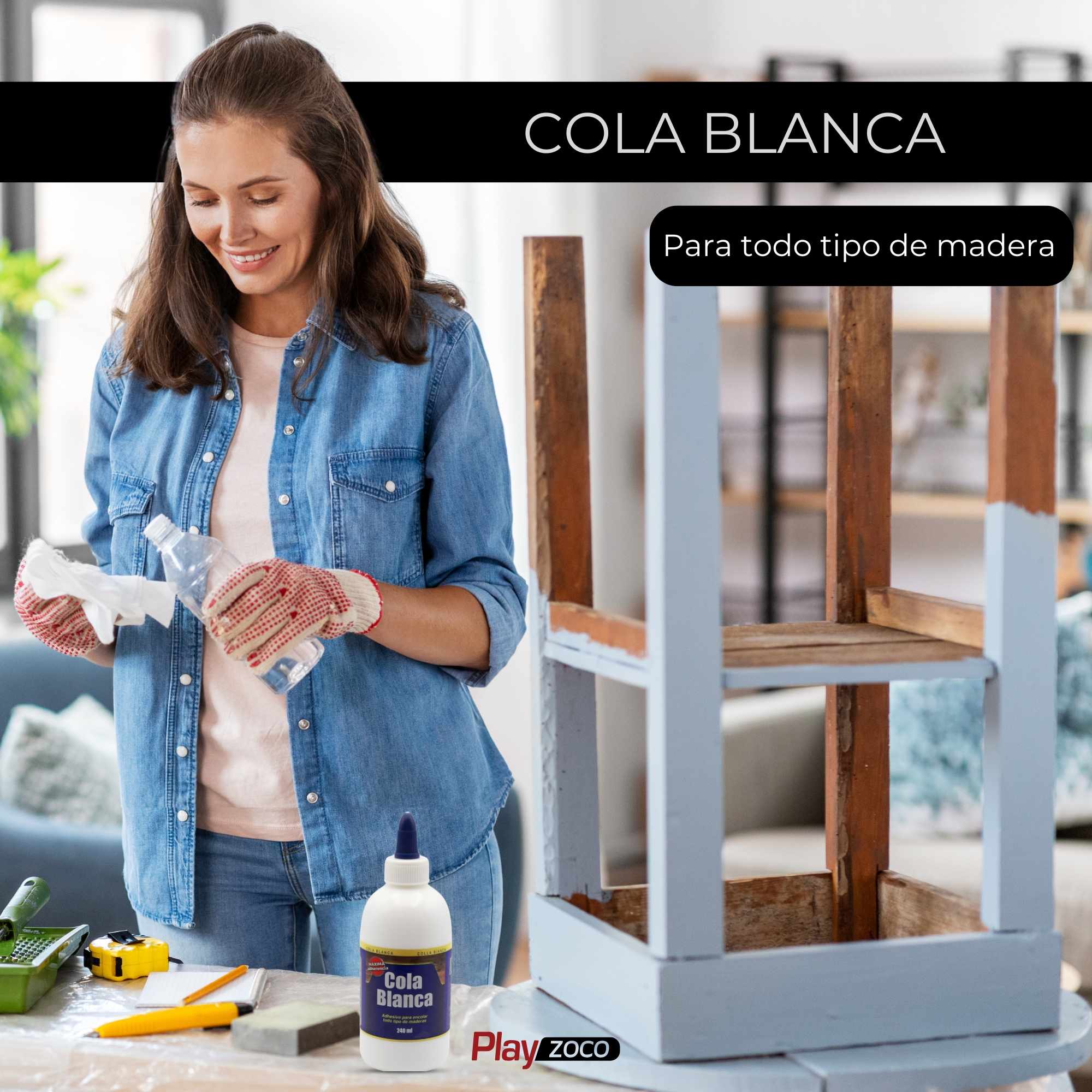 Cola blanca rápida multiusos para madera 240 ml - imagen 2
