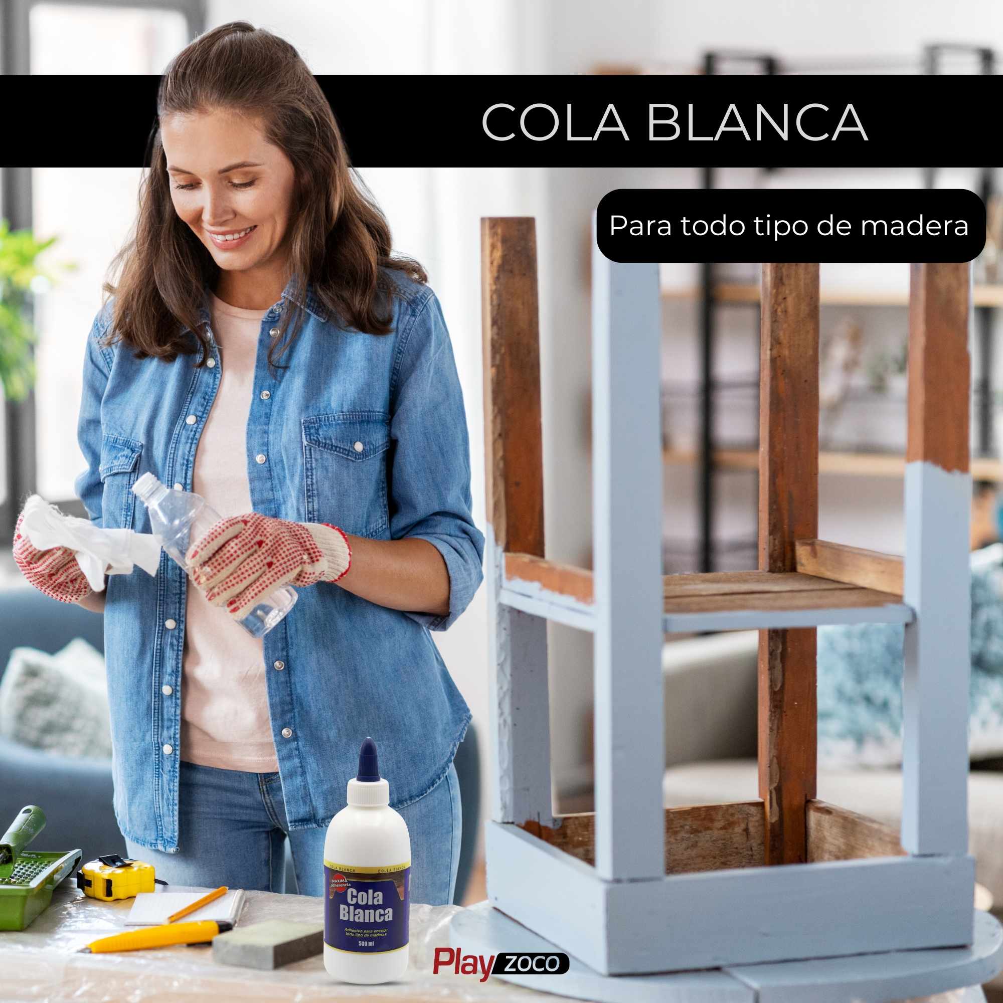 Cola blanca rápida multiusos para madera 500 ml - imagen 2