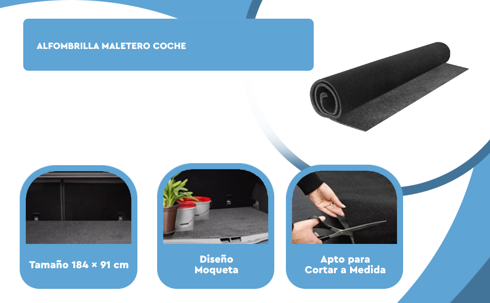Banner - Alfombrilla maletero coche de moqueta Universales negro 184 x 91 cm rectangular