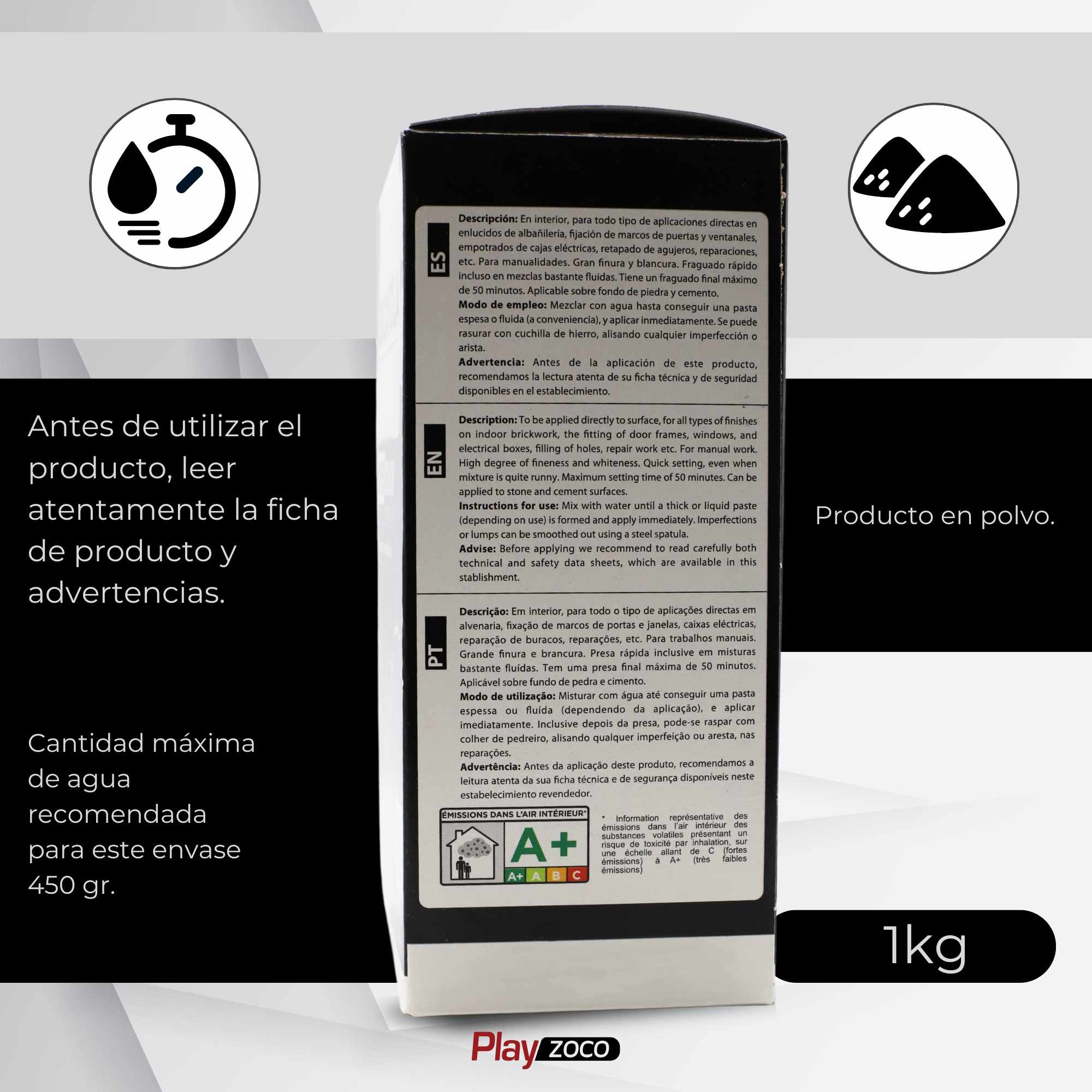 Masilla Standard de Pared en polvo color blanco 1 Kg - imagen 5