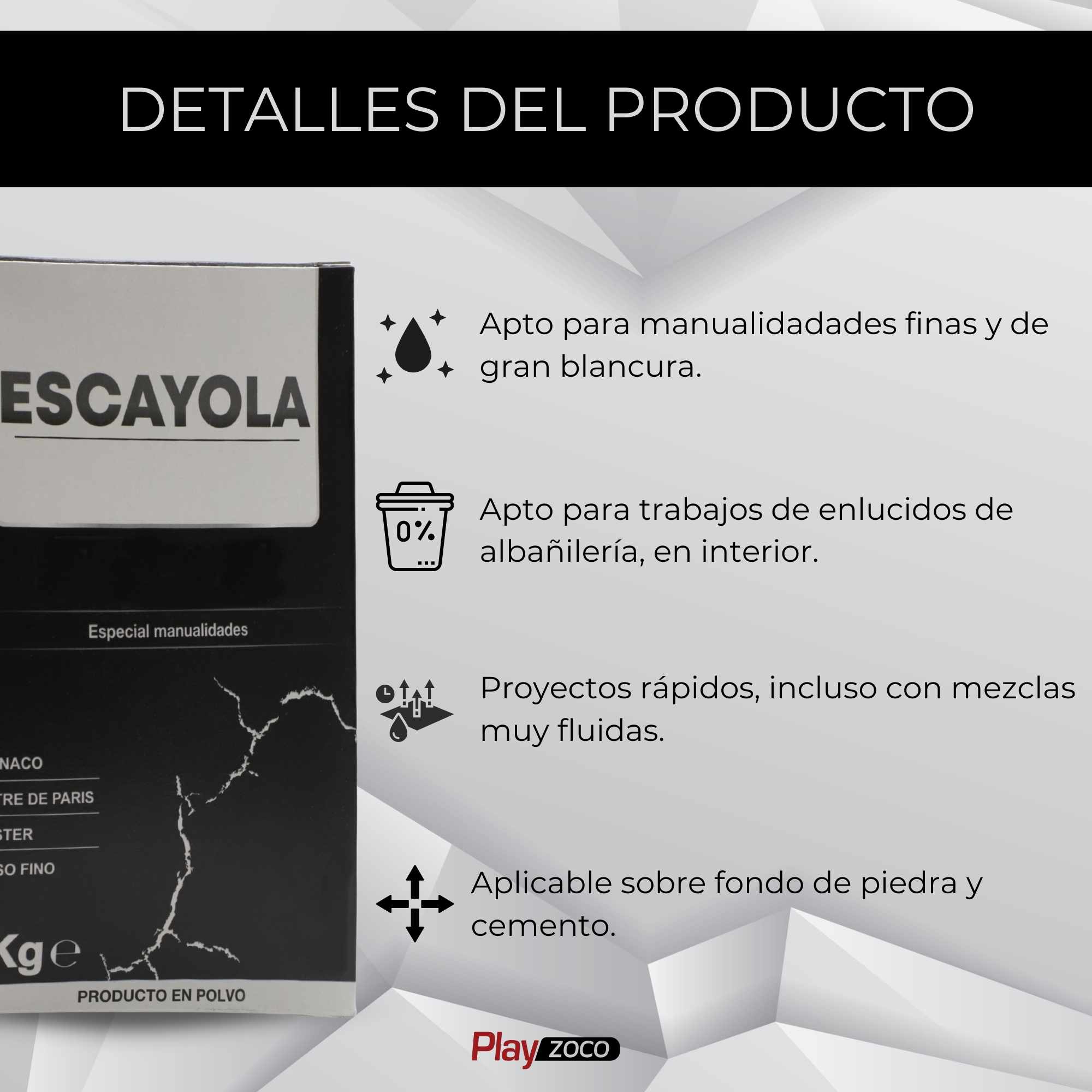 Escayola para manualidades en polvo color blanco 1 Kg - imagen 3