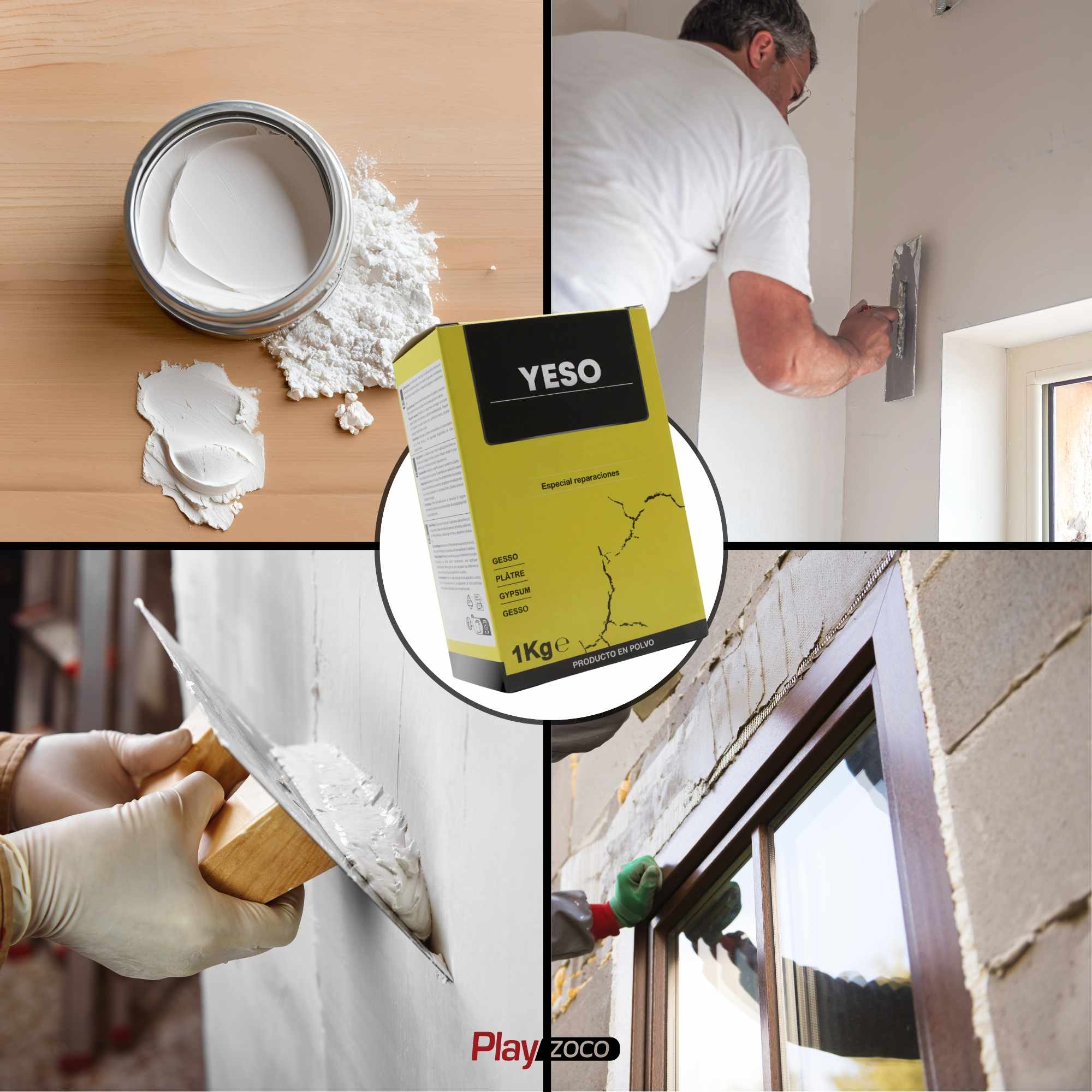 Yeso en polvo blanco especial para reparaciones 1 Kg - imagen 4