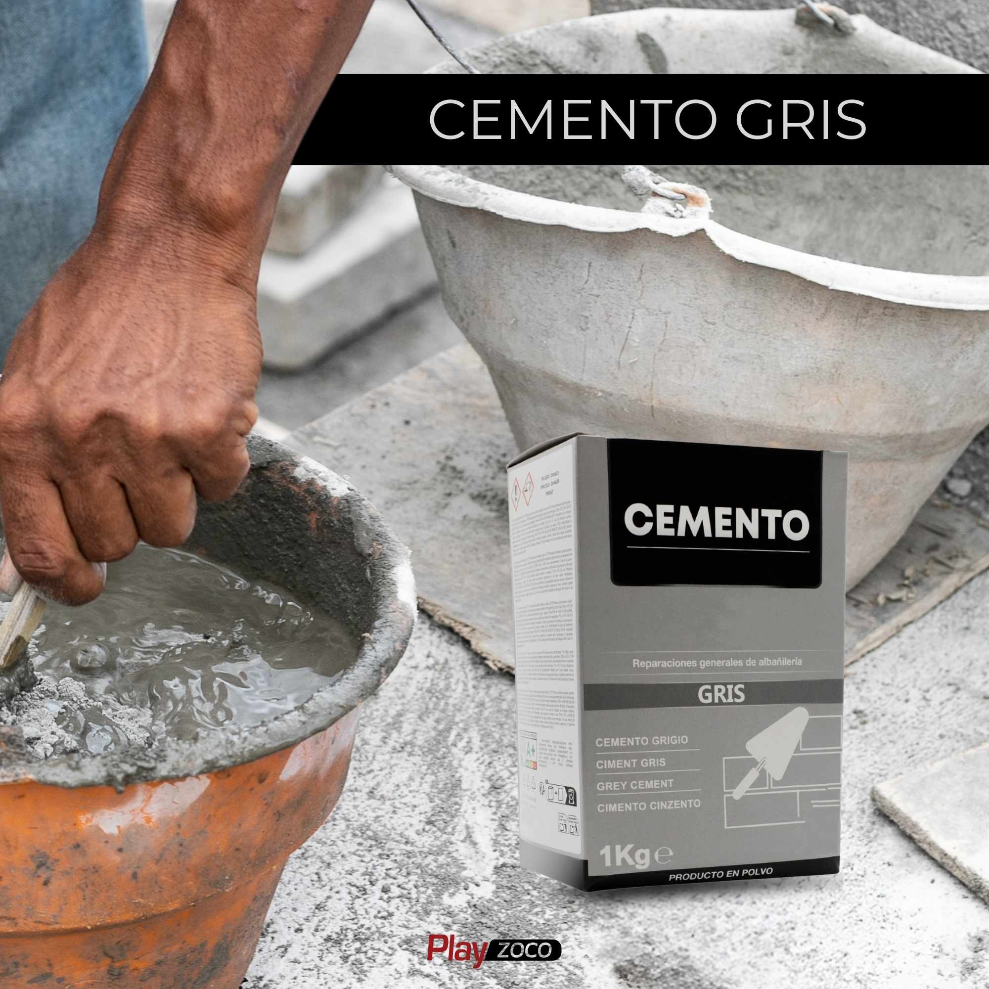 Cemento gris para reparaciones generales de albañileria en polvo 1 Kg - imagen 2