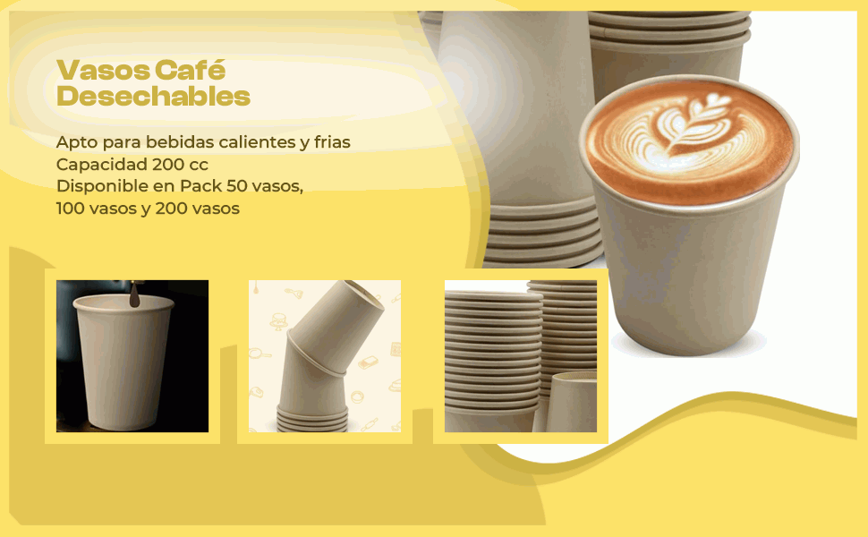 Banner - Vasos Café Desechables Cartón 200 cc 50 unidades