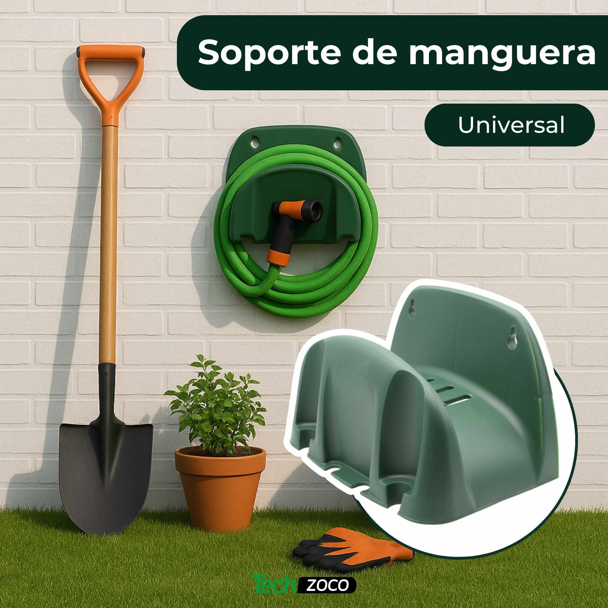 Soporte para manguera jardin de plastico Verde - imagen 2