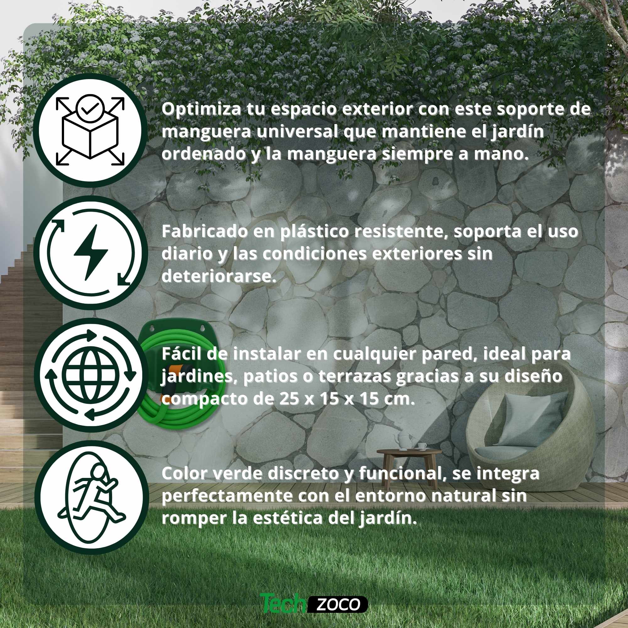 Soporte para manguera jardin de plastico Verde - imagen 5