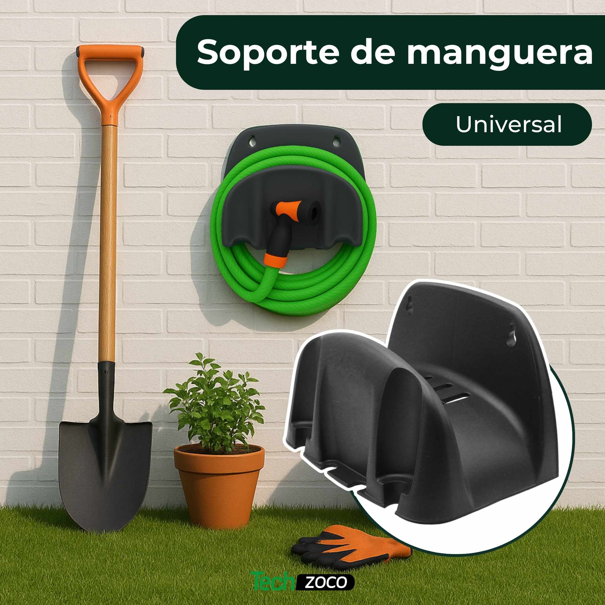 Soporte para manguera jardin de plastico Negro - imagen 2