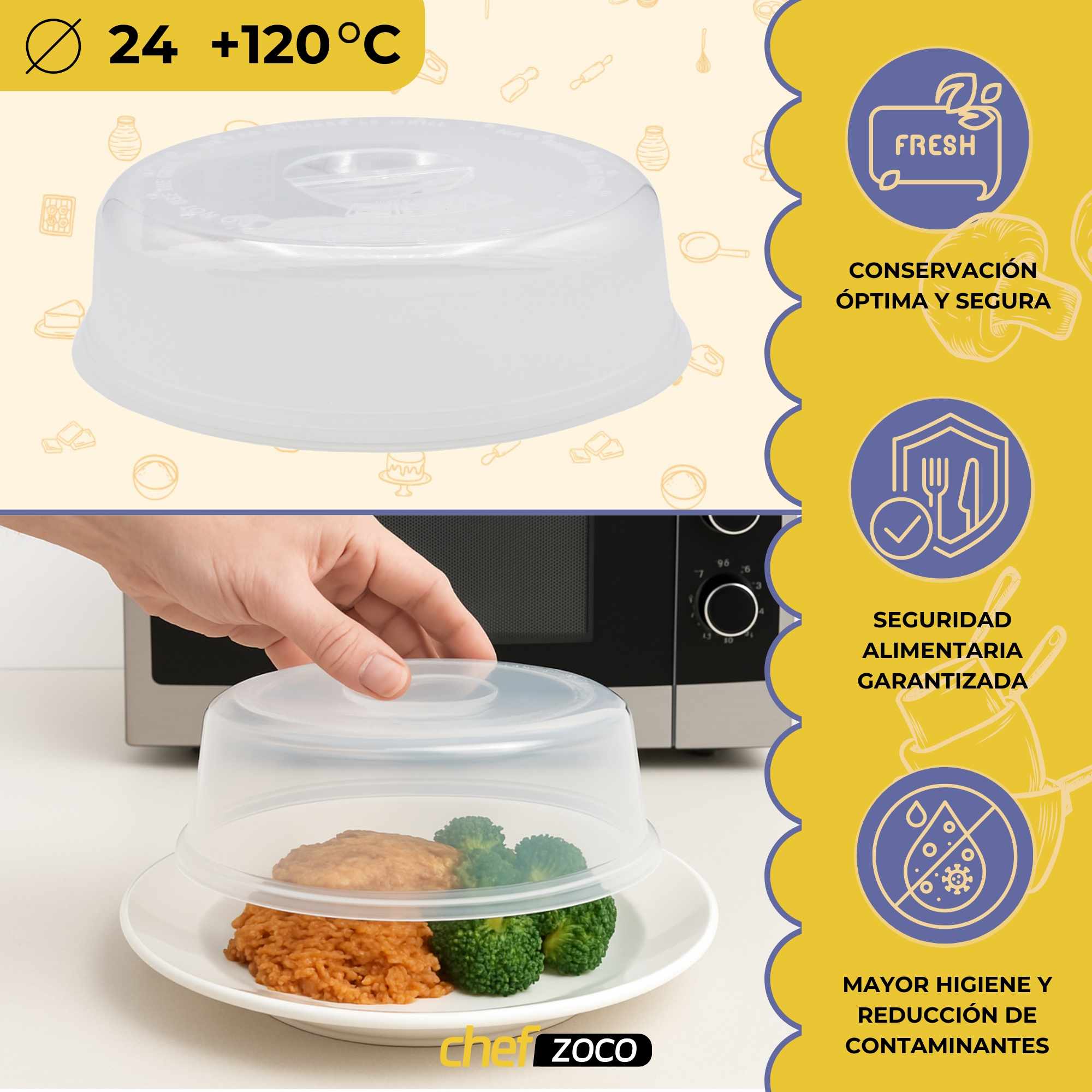 Tapa Microondas pequeña con salida de vapor 24 cm Transparente - imagen 3