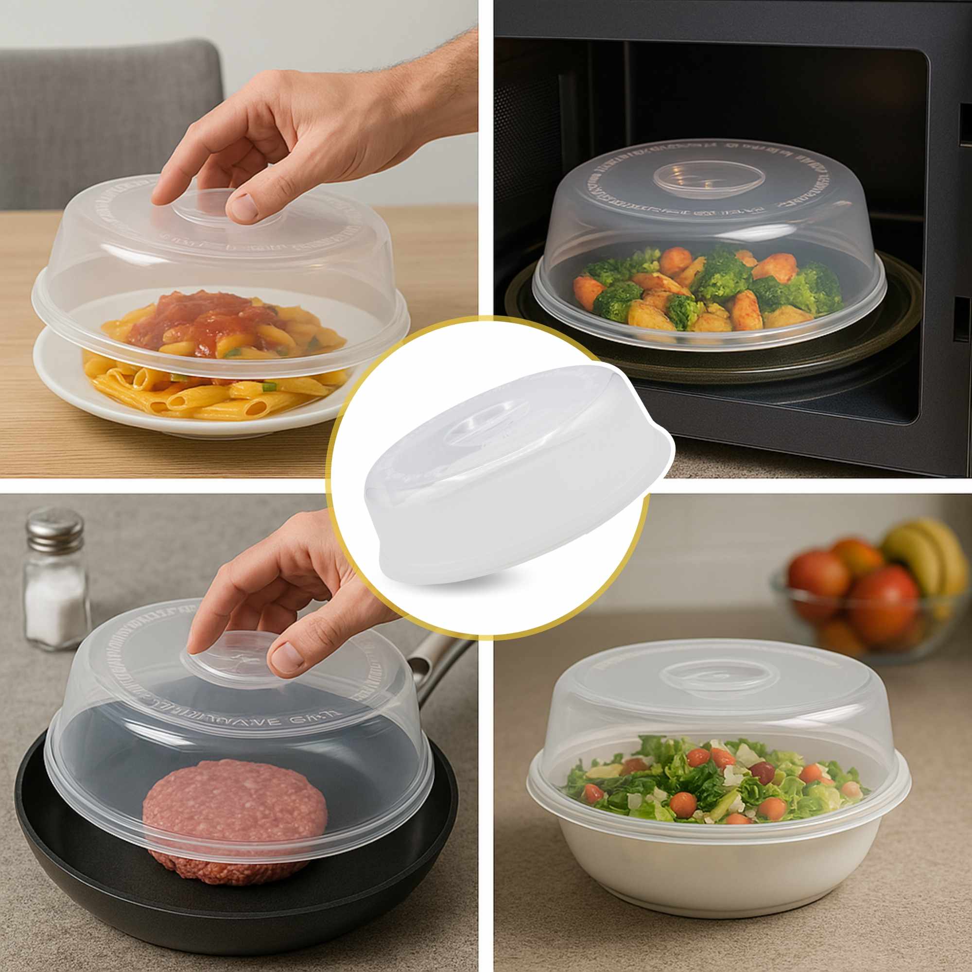 Tapa Microondas pequeña con salida de vapor 24 cm Transparente - imagen 5