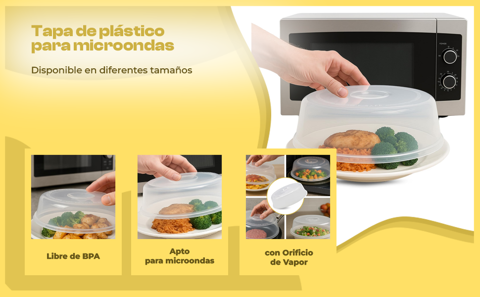 Banner - Tapa Microondas pequeña con salida de vapor 24 cm Transparente