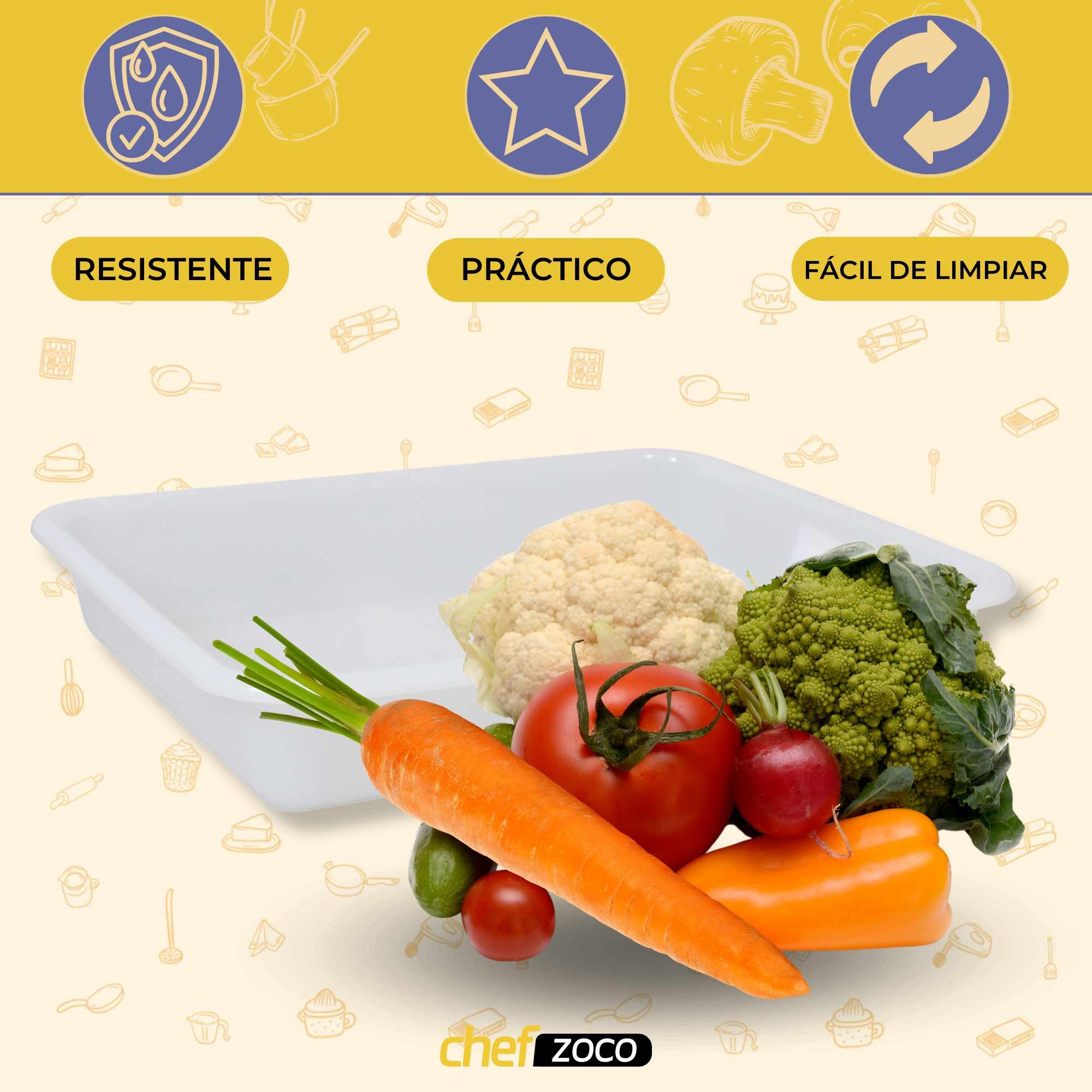 Bandeja plastico hostelería apto para frigorífico nevera 35 x 27.5 x 6 cm blanca - imagen 2
