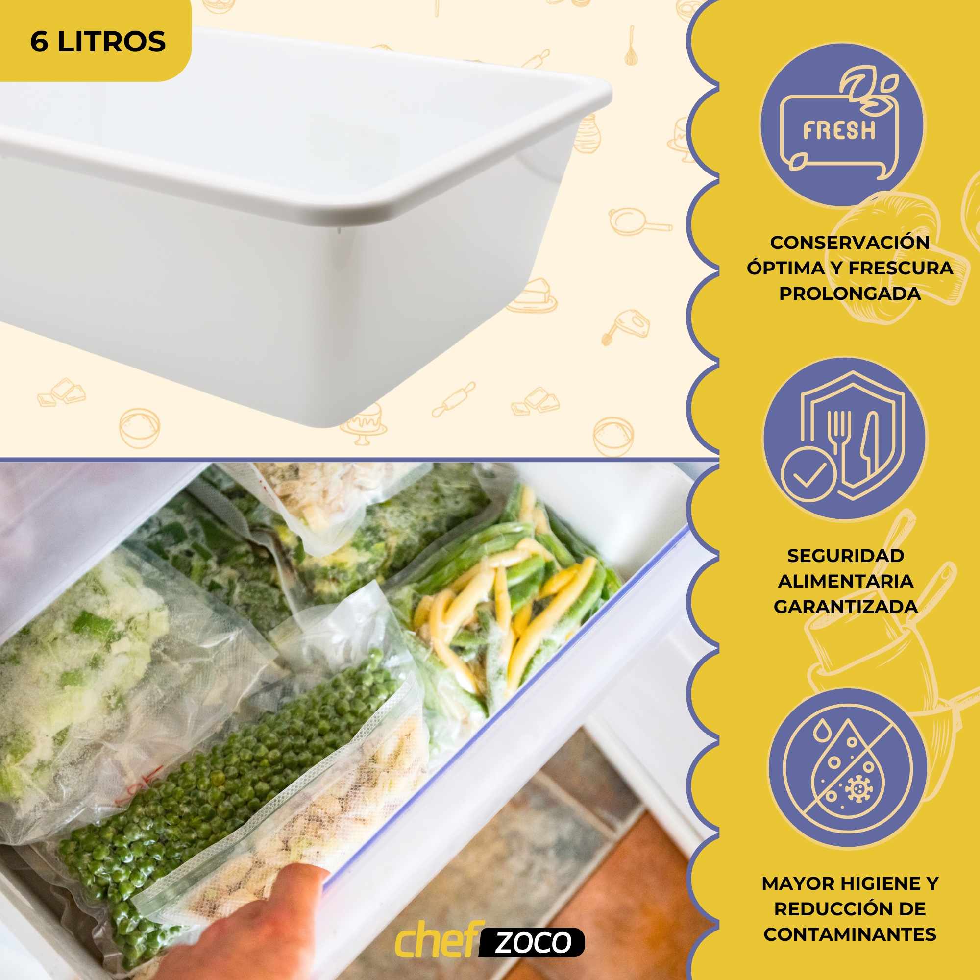 Bandeja plastico hostelería apto para frigorífico nevera 38.5 x 25 x 10 cm blanca - imagen 2