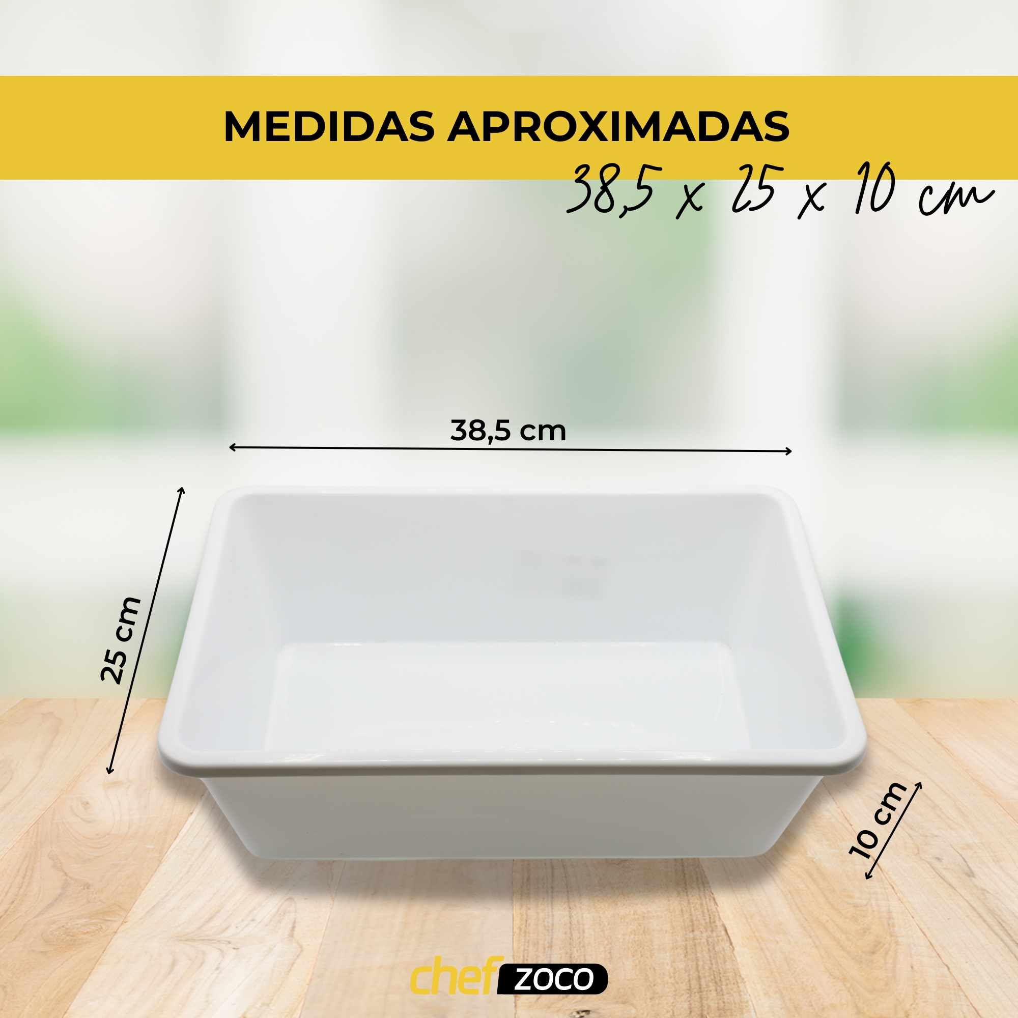 Bandeja plastico hostelería apto para frigorífico nevera 38.5 x 25 x 10 cm blanca - imagen 3