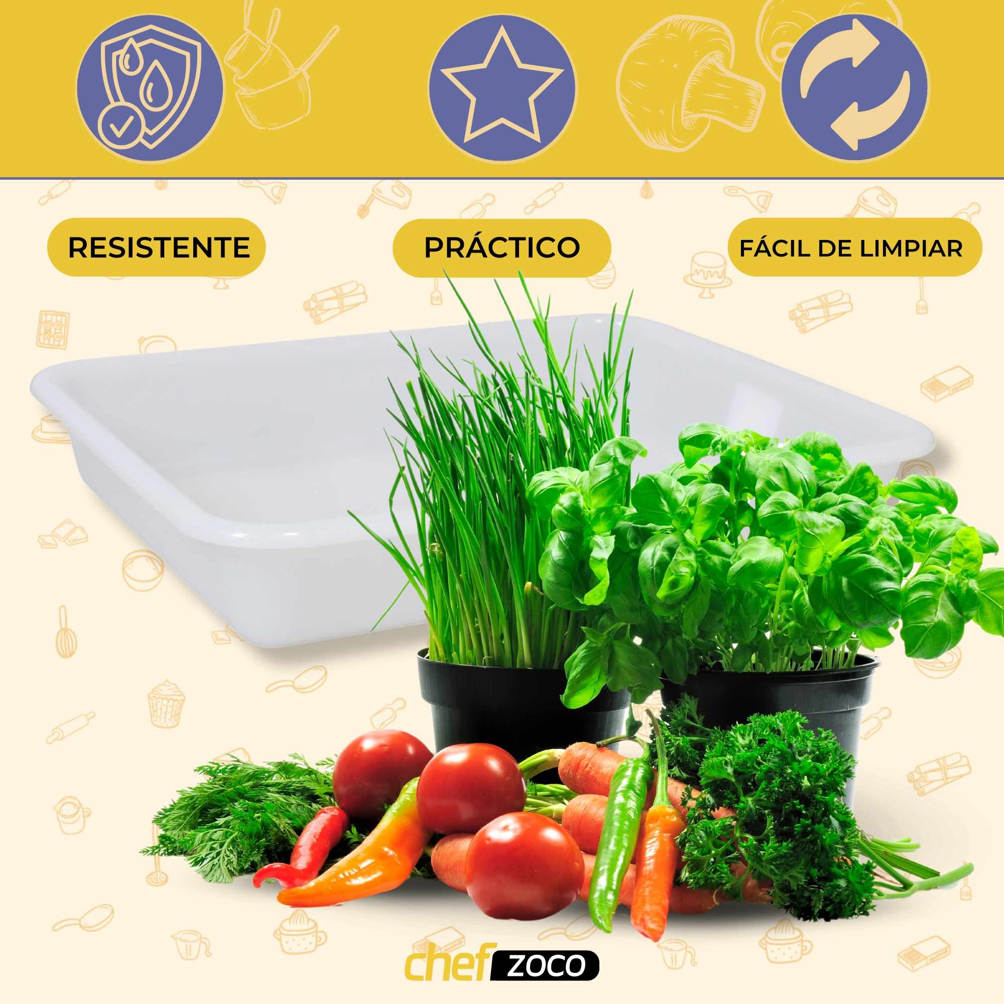 Bandeja plastico hostelería apto para frigorífico nevera 43.5 x 28 x 7.5 cm blanca - imagen 2