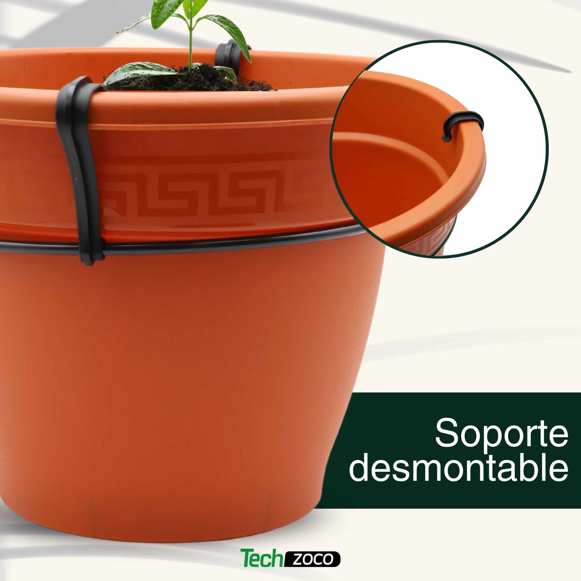 Maceta 18 Cm  Terracota Con Soporte de Pared - imagen 3