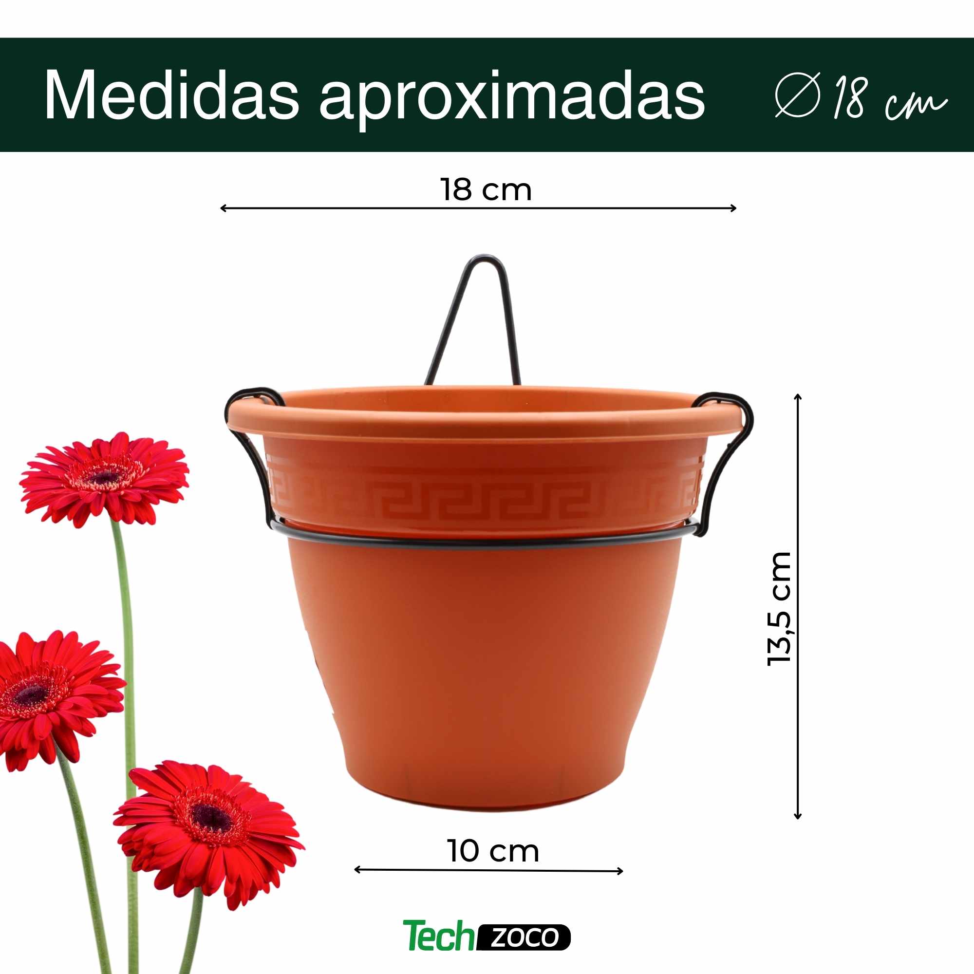 Maceta 18 Cm  Terracota Con Soporte de Pared - imagen 5