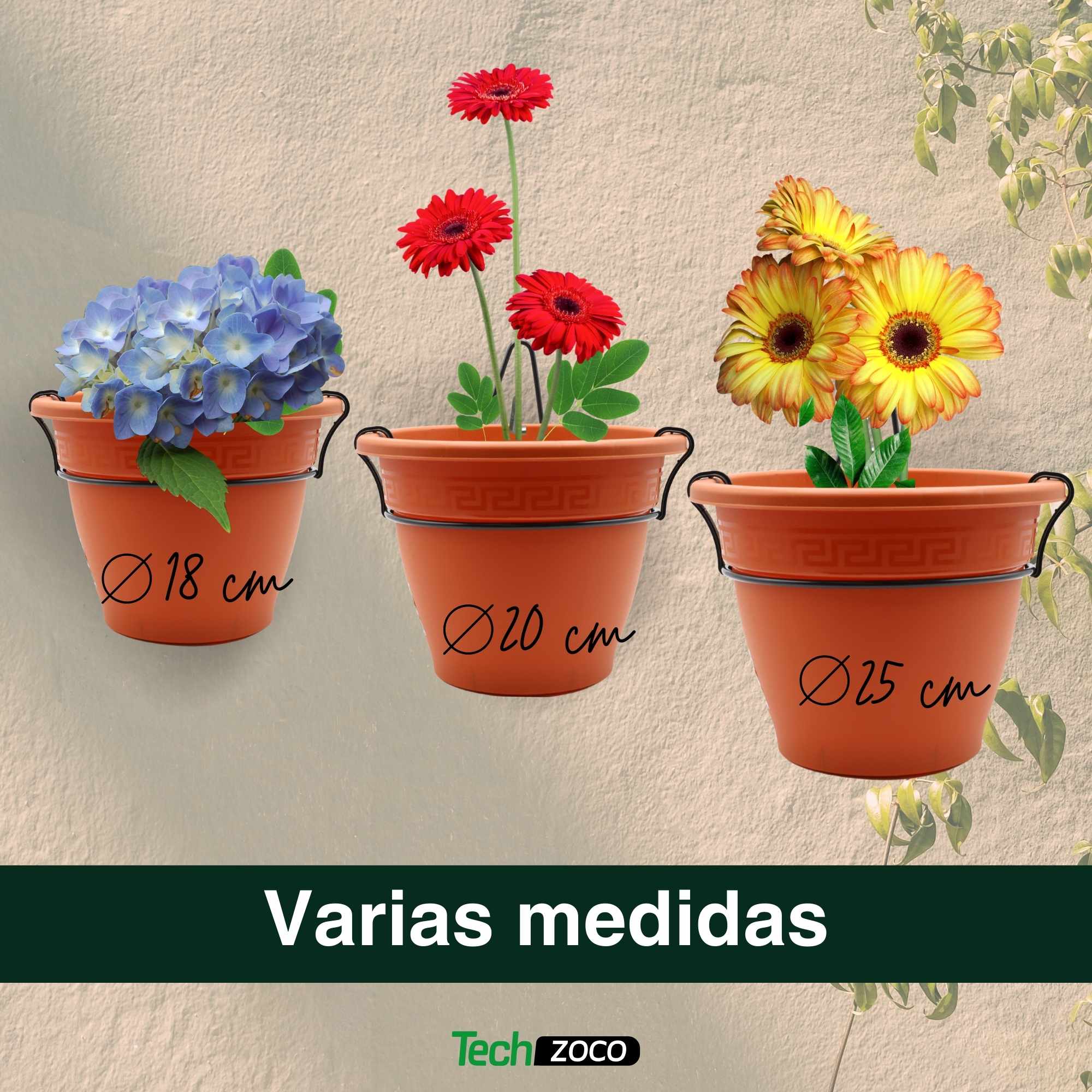 Maceta 18 Cm  Terracota Con Soporte de Pared - imagen 6