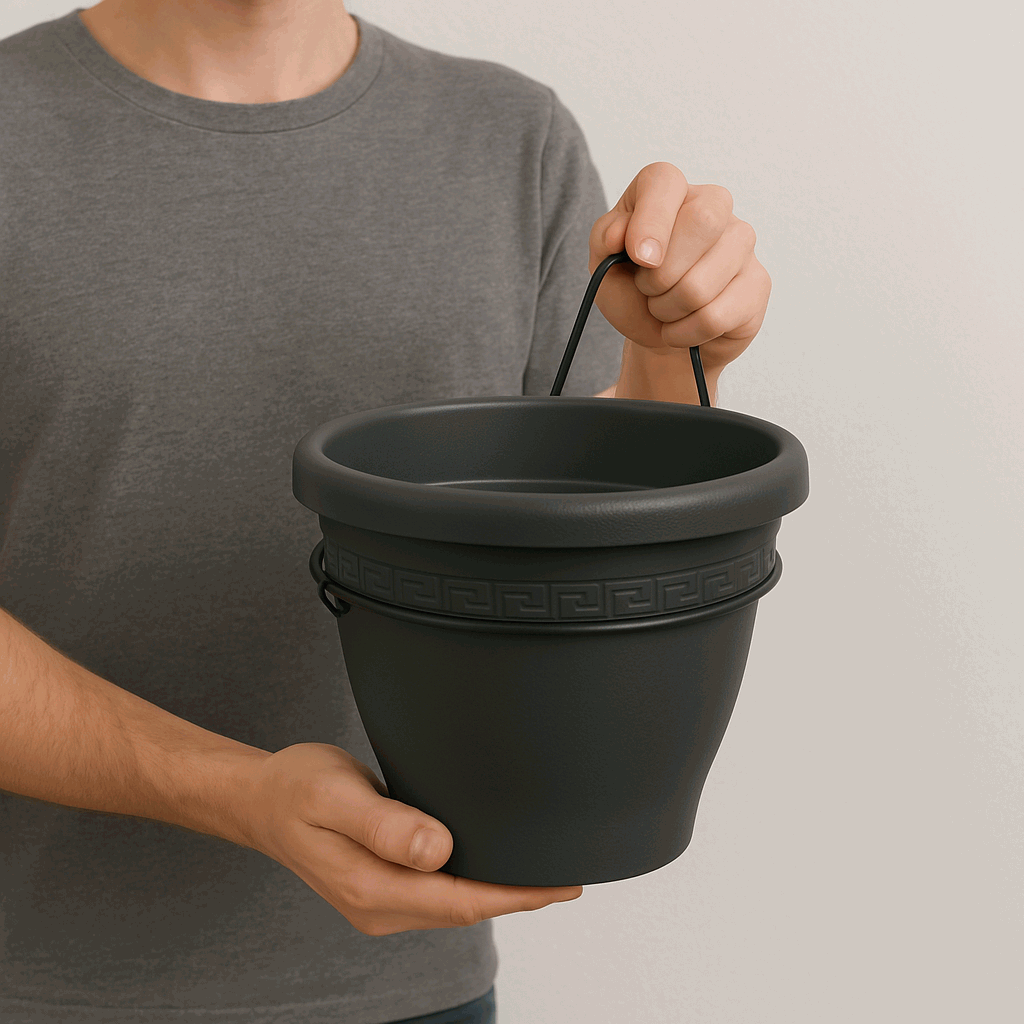 Maceta 18 Cm  Antracita Con Soporte de Pared - imagen 3