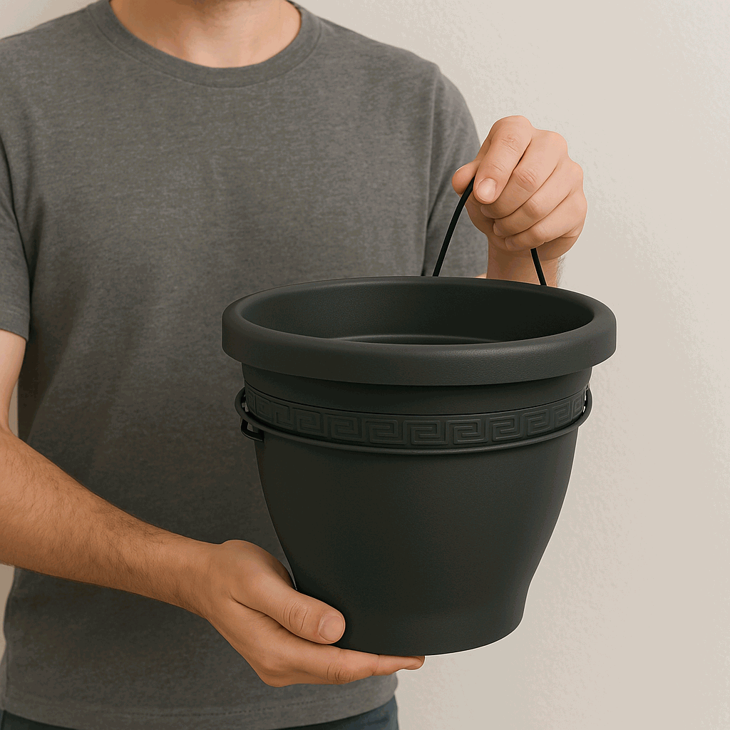 Maceta 20 Cm Antracita Con Soporte de Pared - imagen 3