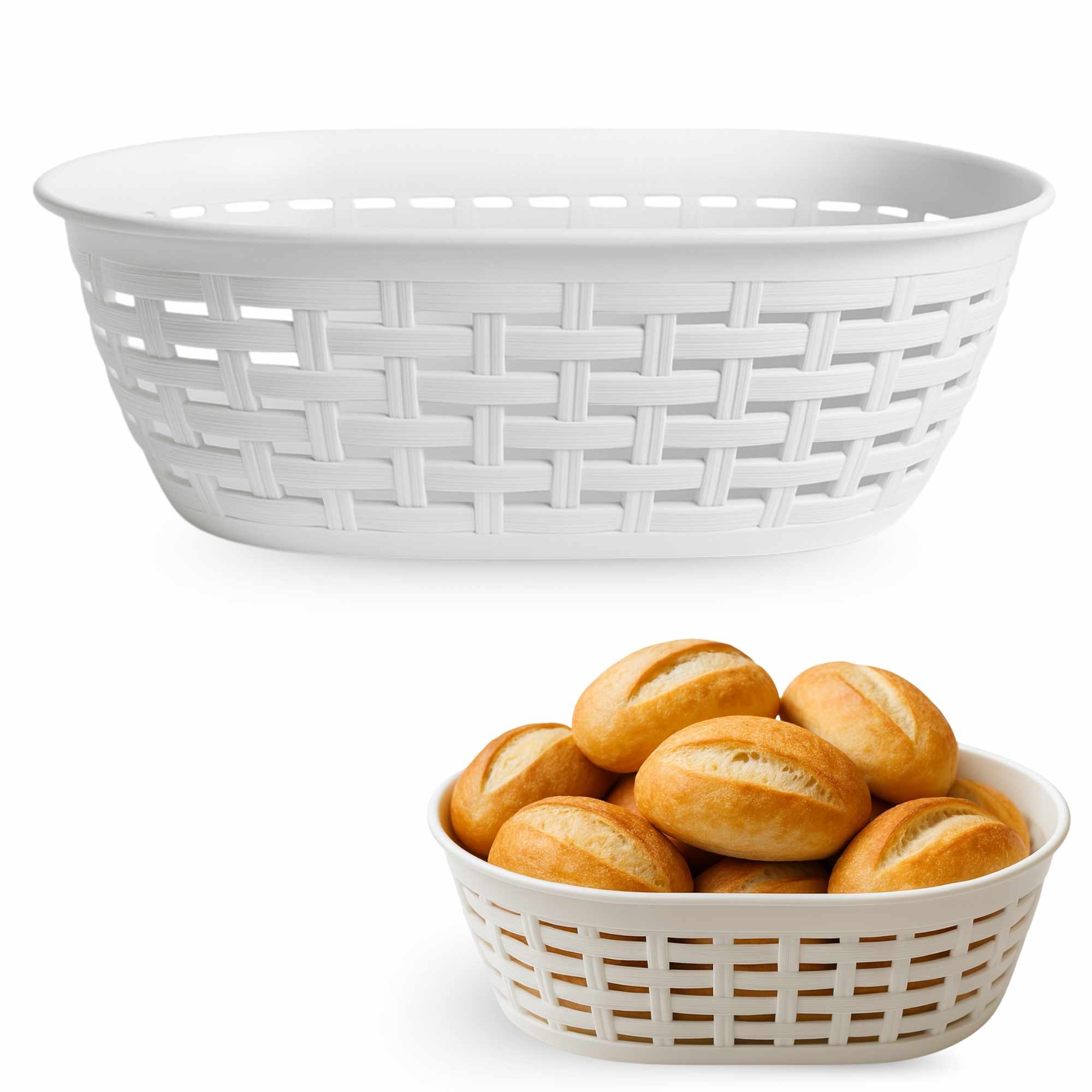 Cesta panera de mimbre blanco - imagen 1