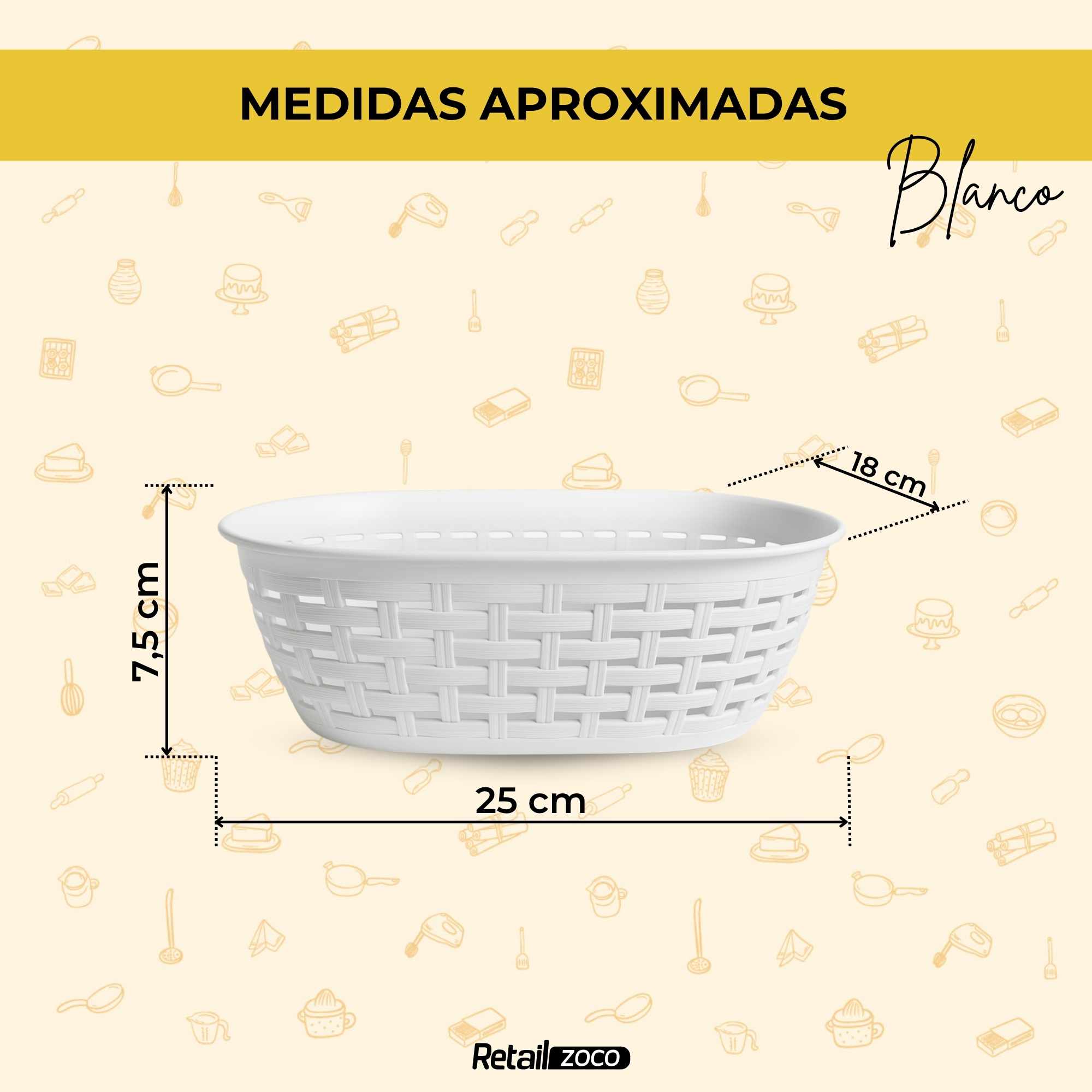 Cesta panera de mimbre blanco - imagen 5