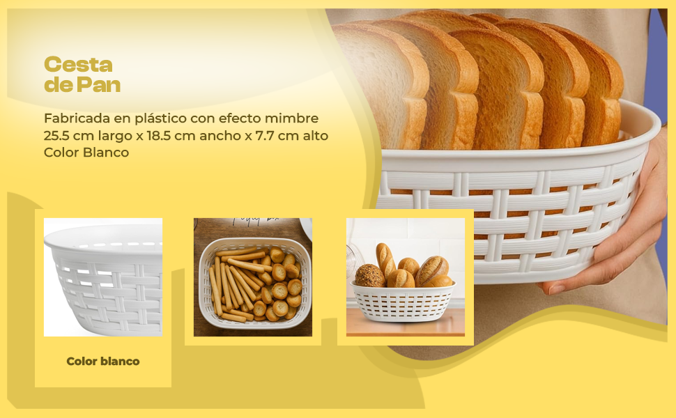 Banner - Cesta panera de mimbre blanco