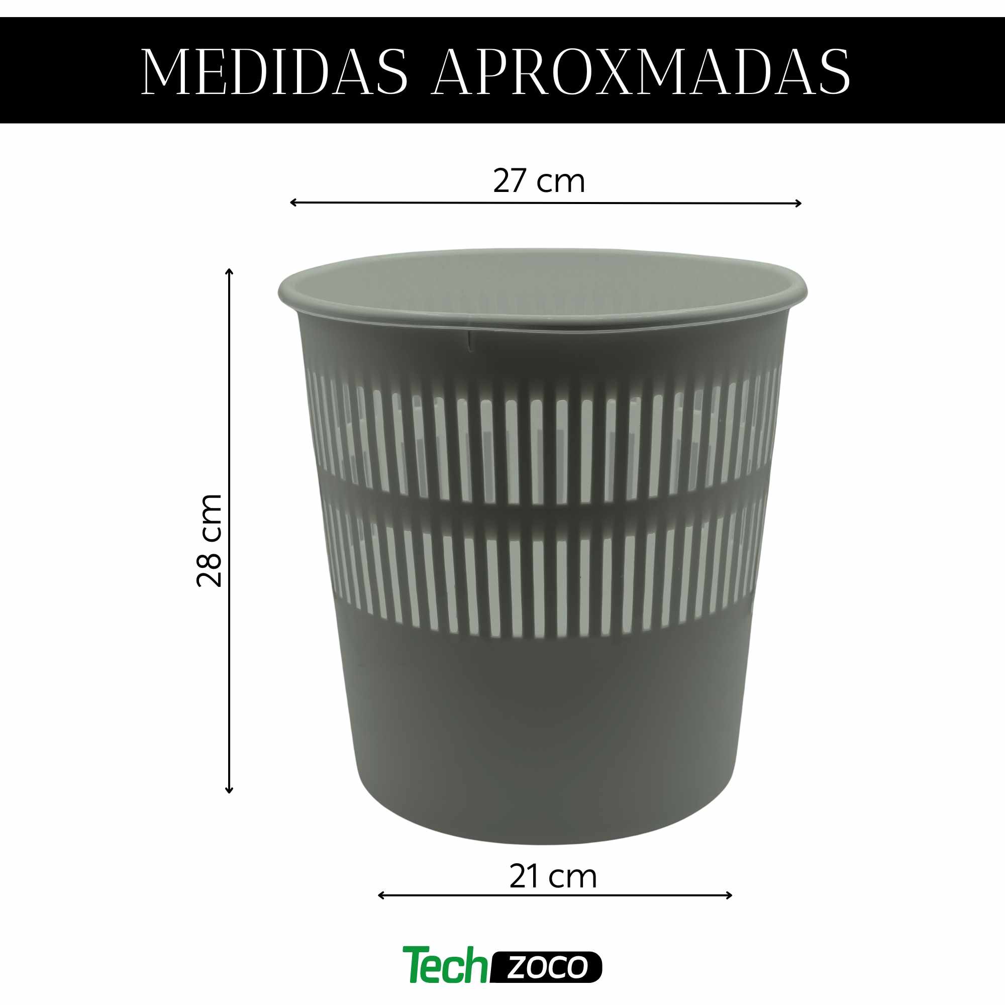 Papelera plástico rejilla 16 Litros gris - imagen 4