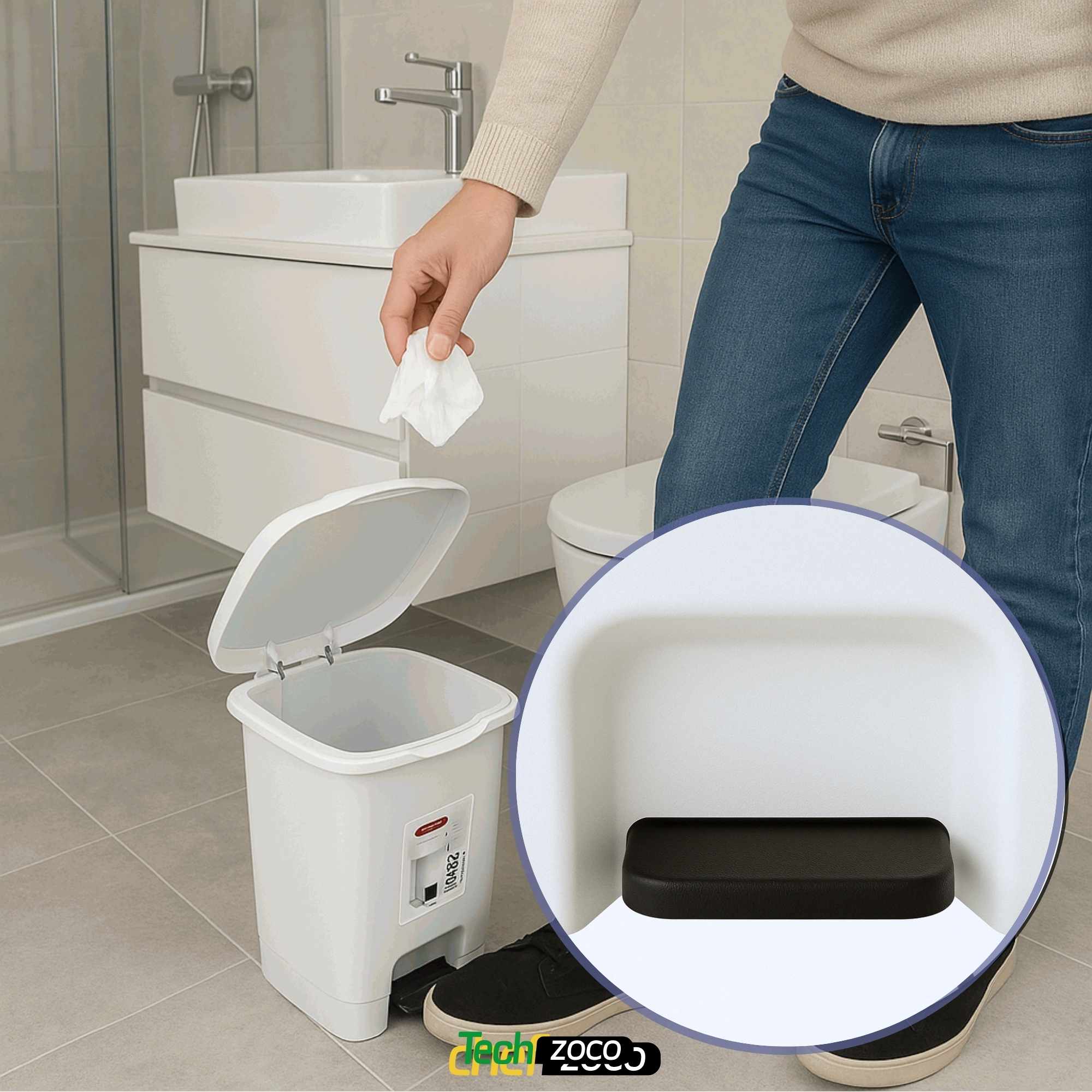 Cubo basura plastico apertura pedal 7.5 Litros Blanco - imagen 6