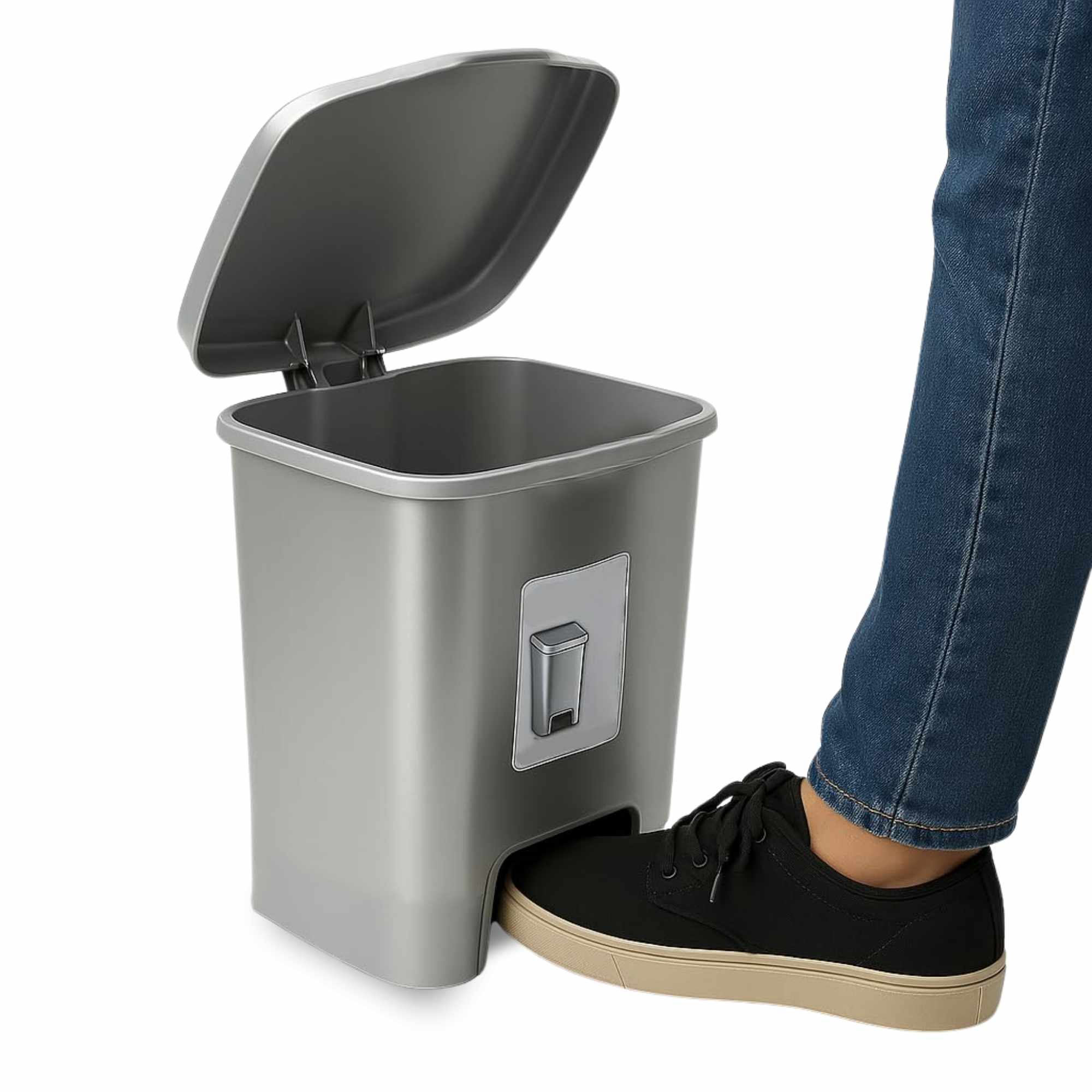 Cubo basura plastico apertura pedal 7.5 Litros Plateado