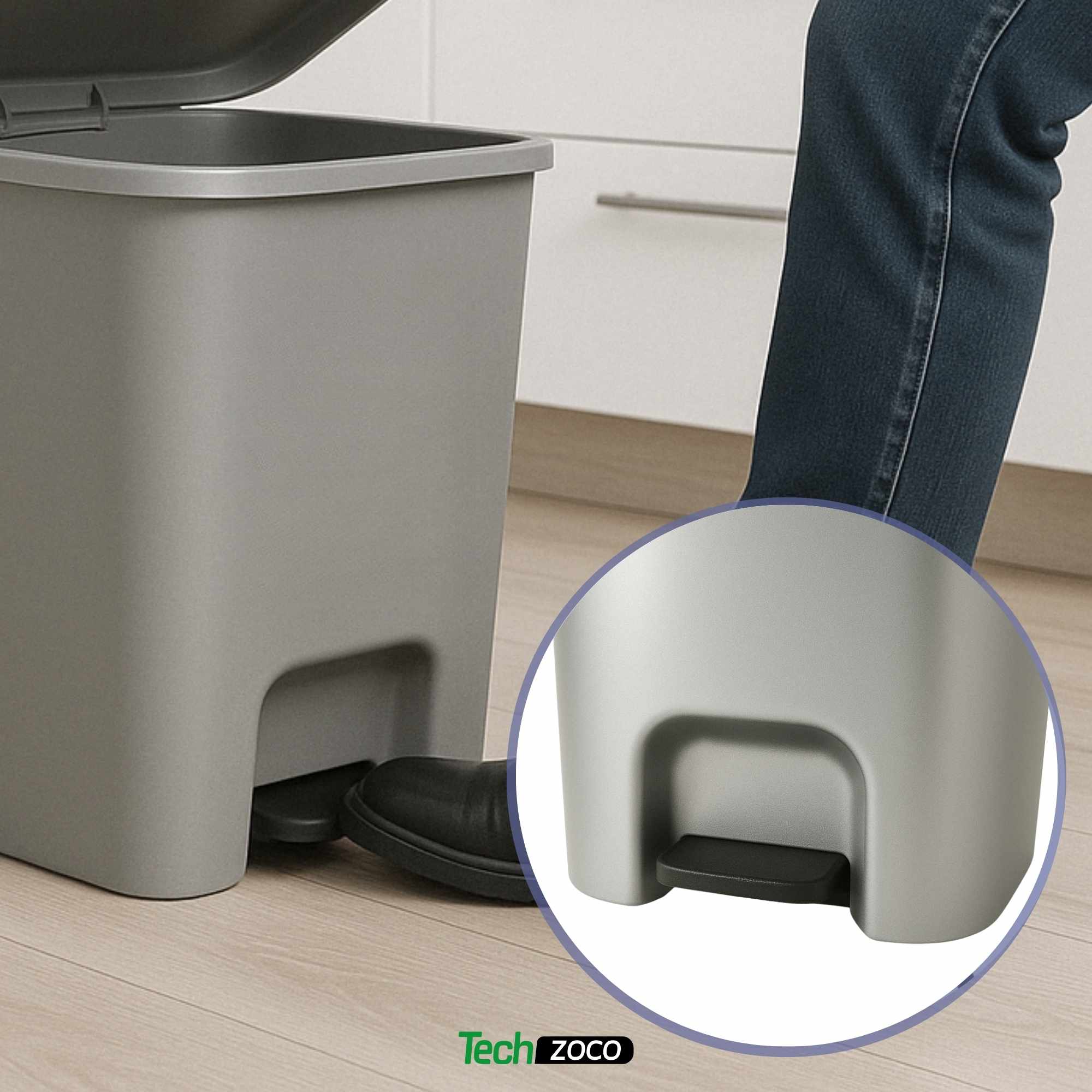 Cubo basura plastico apertura pedal 7.5 Litros Plateado - imagen 6