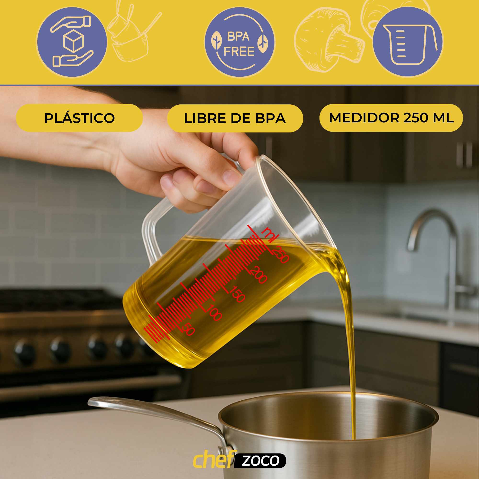 Jarra de plástico Medidora 250 Ml Transparente - imagen 2