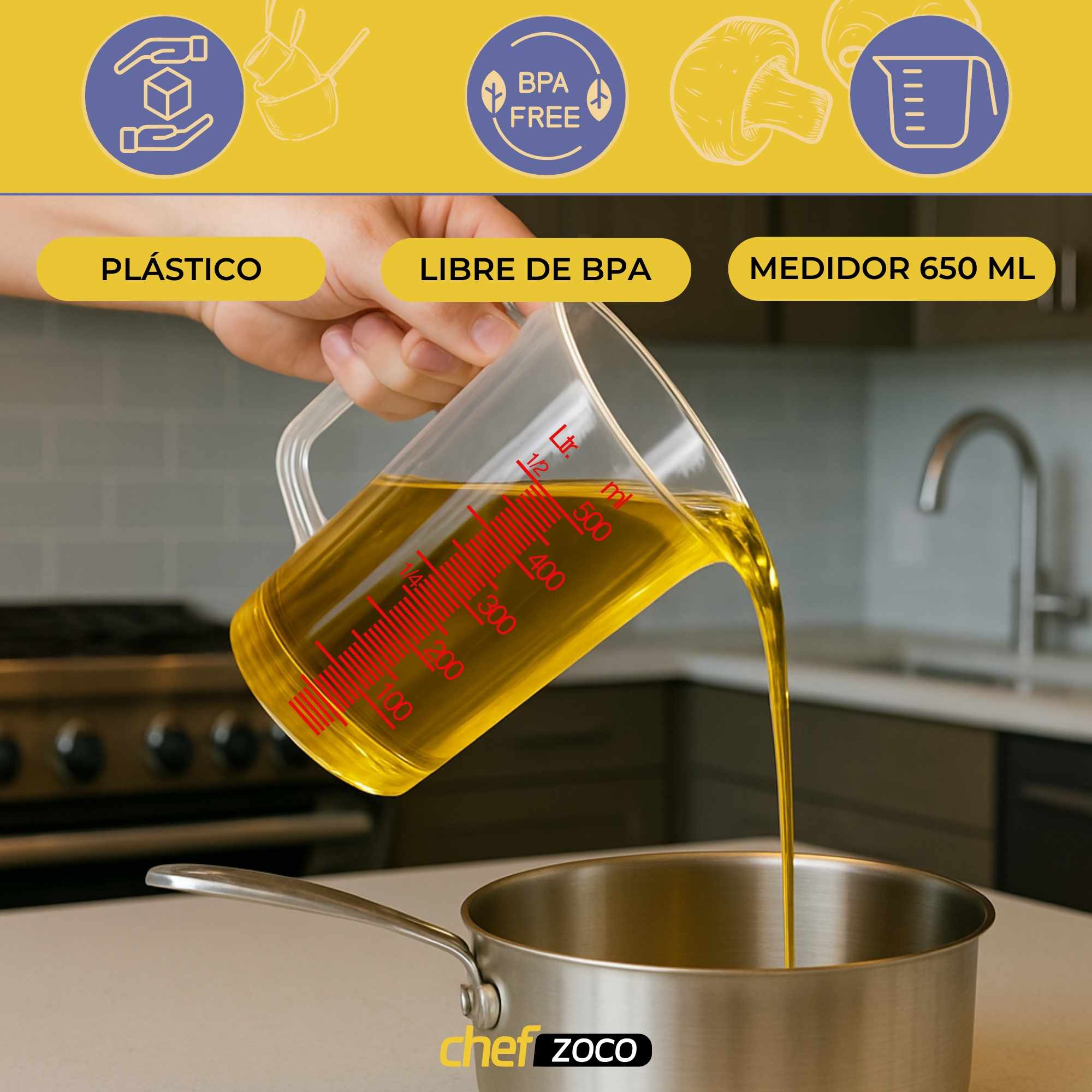 Jarra de plástico Medidora 650 Ml Transparente - imagen 2