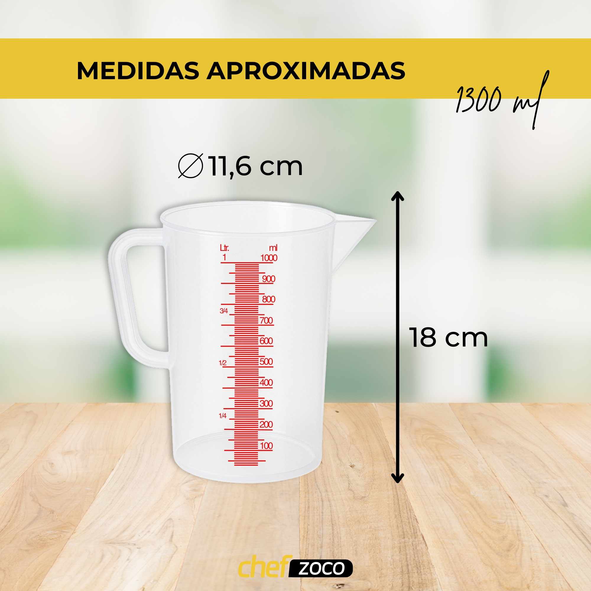 Jarra de plástico Medidora 1300 Ml Transparente - imagen 3