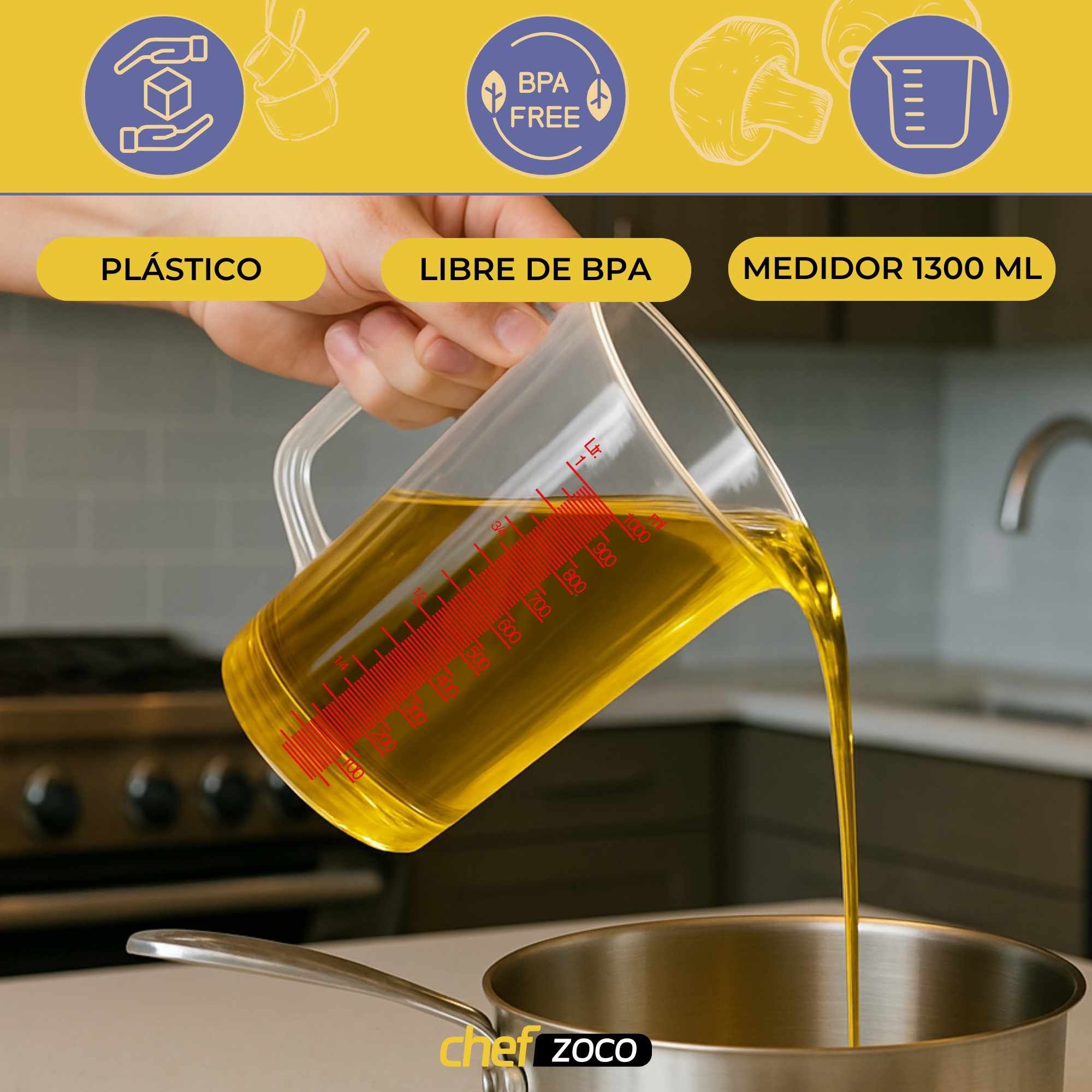 Jarra de plástico Medidora 1300 Ml Transparente - imagen 2