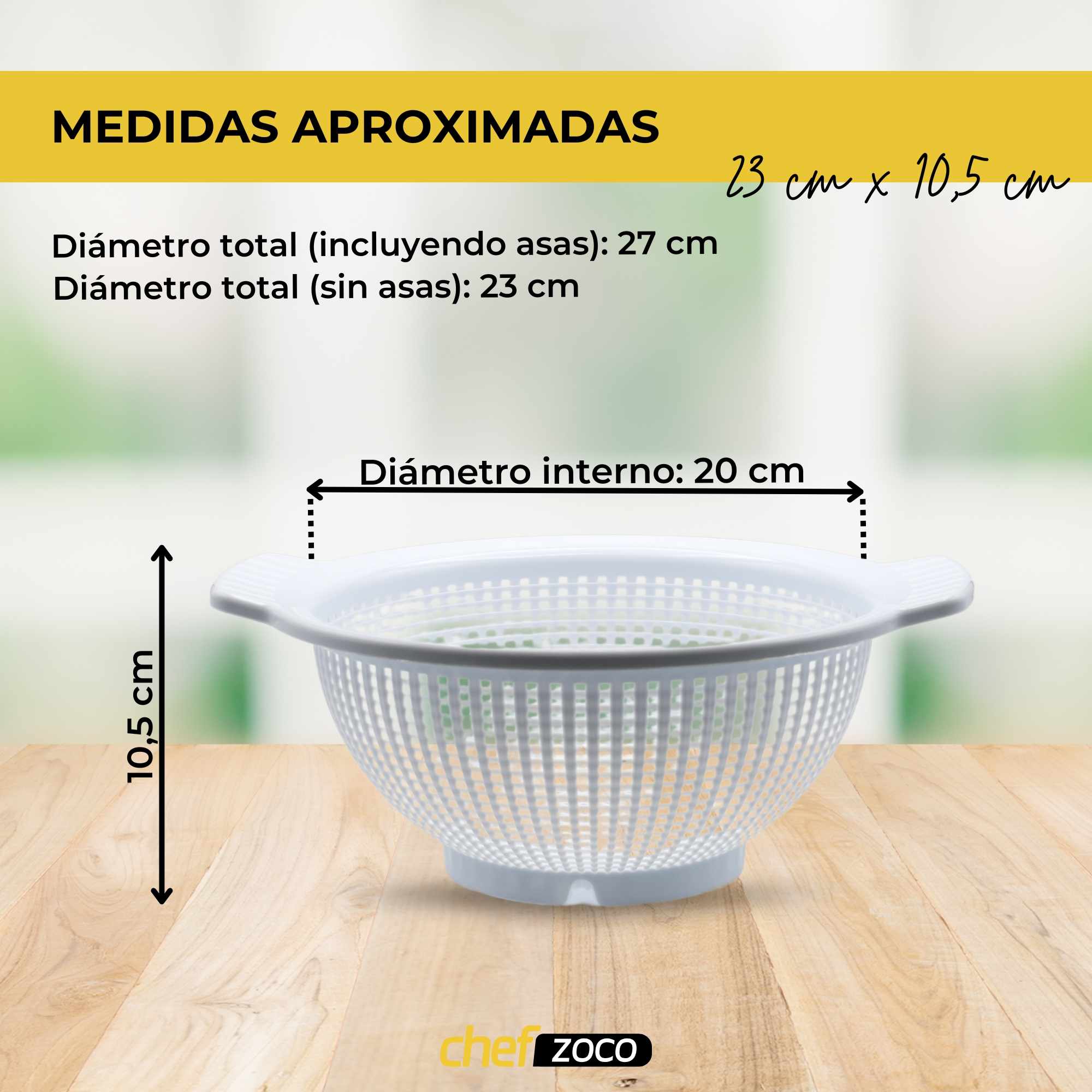 Escurridor verduras cásico plastico 23 cm Blanco - imagen 3