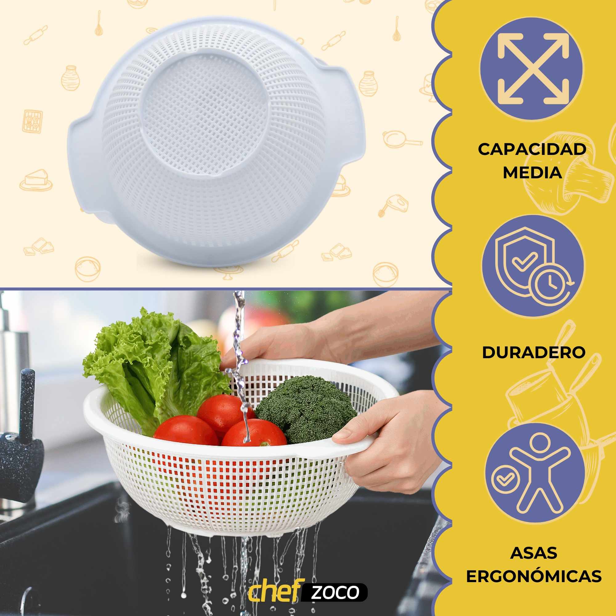 Escurridor verduras cásico plastico 23 cm Blanco - imagen 4