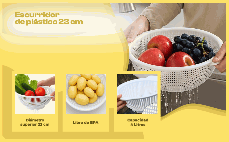 Banner - Escurridor verduras cásico plastico 23 cm Blanco