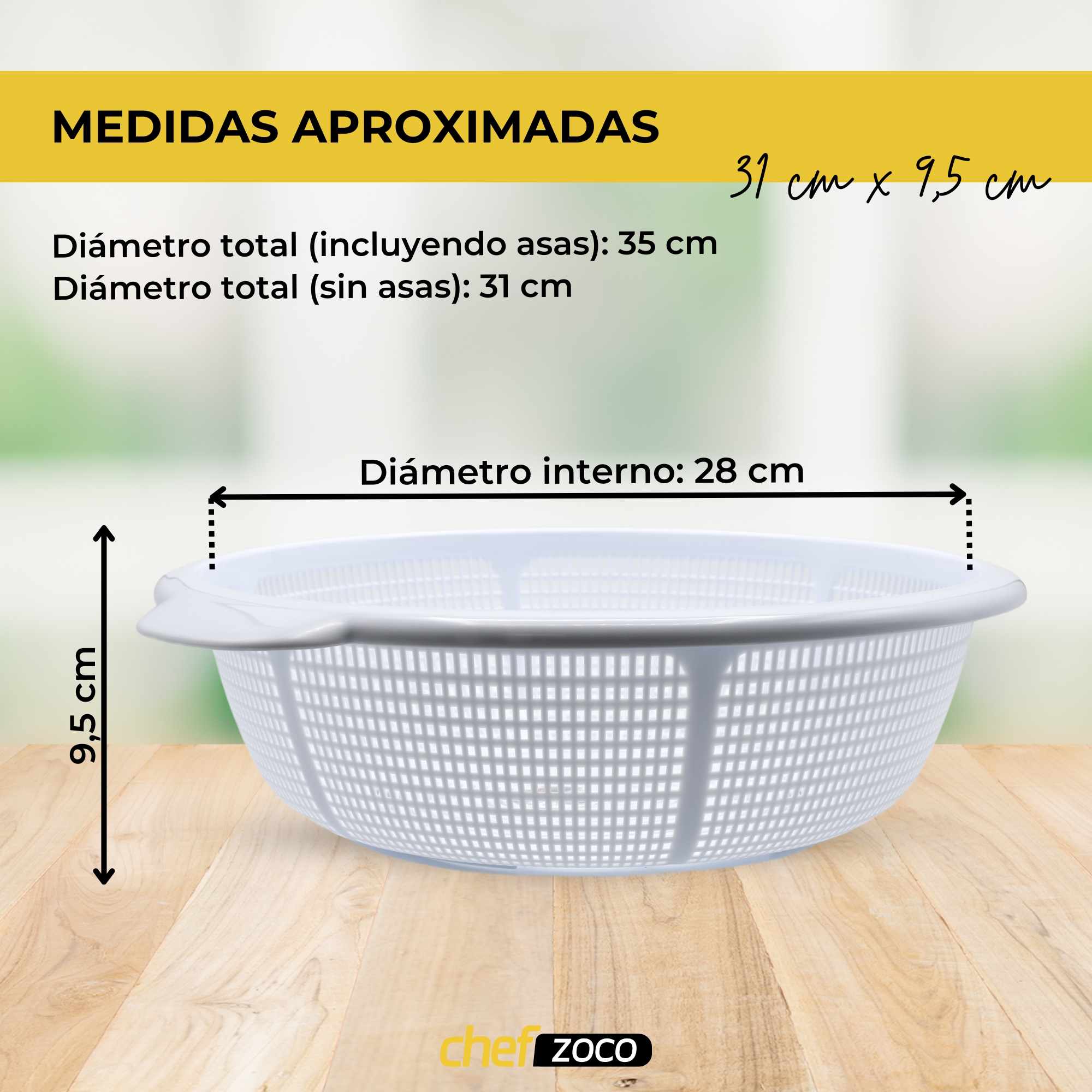 Escurridor verduras cásico plastico 31 cm Blanco - imagen 3